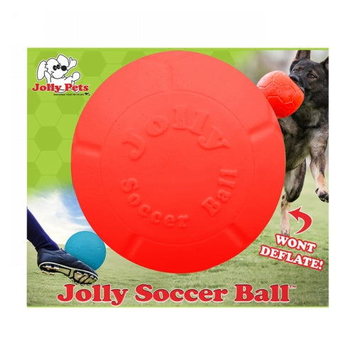 Orange Jolly Pets Soccer Ball Vanilla Scented Rubber Dog Chew Toy