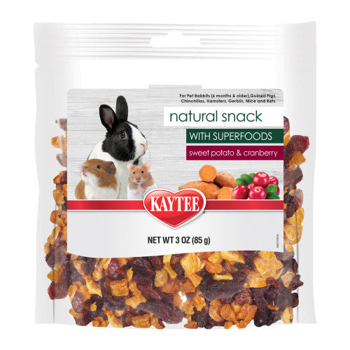 Kaytee Natural Dry Snack for Small Animals Sweet Potato & Cranberry Treat or Topper