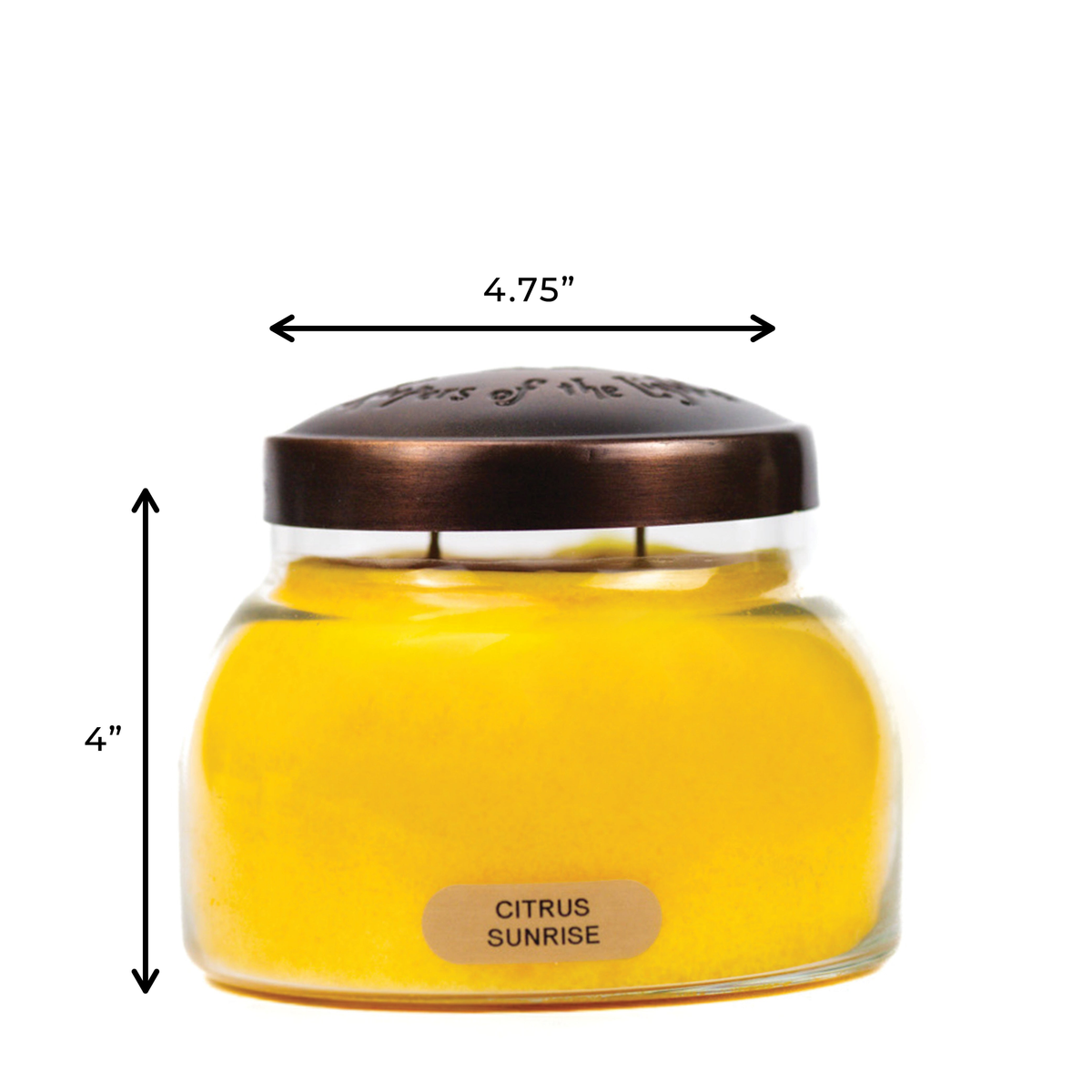 A Cheerful Giver Citrus Sunrise Keepers of the Light Jar Candle -- dimensions diagram