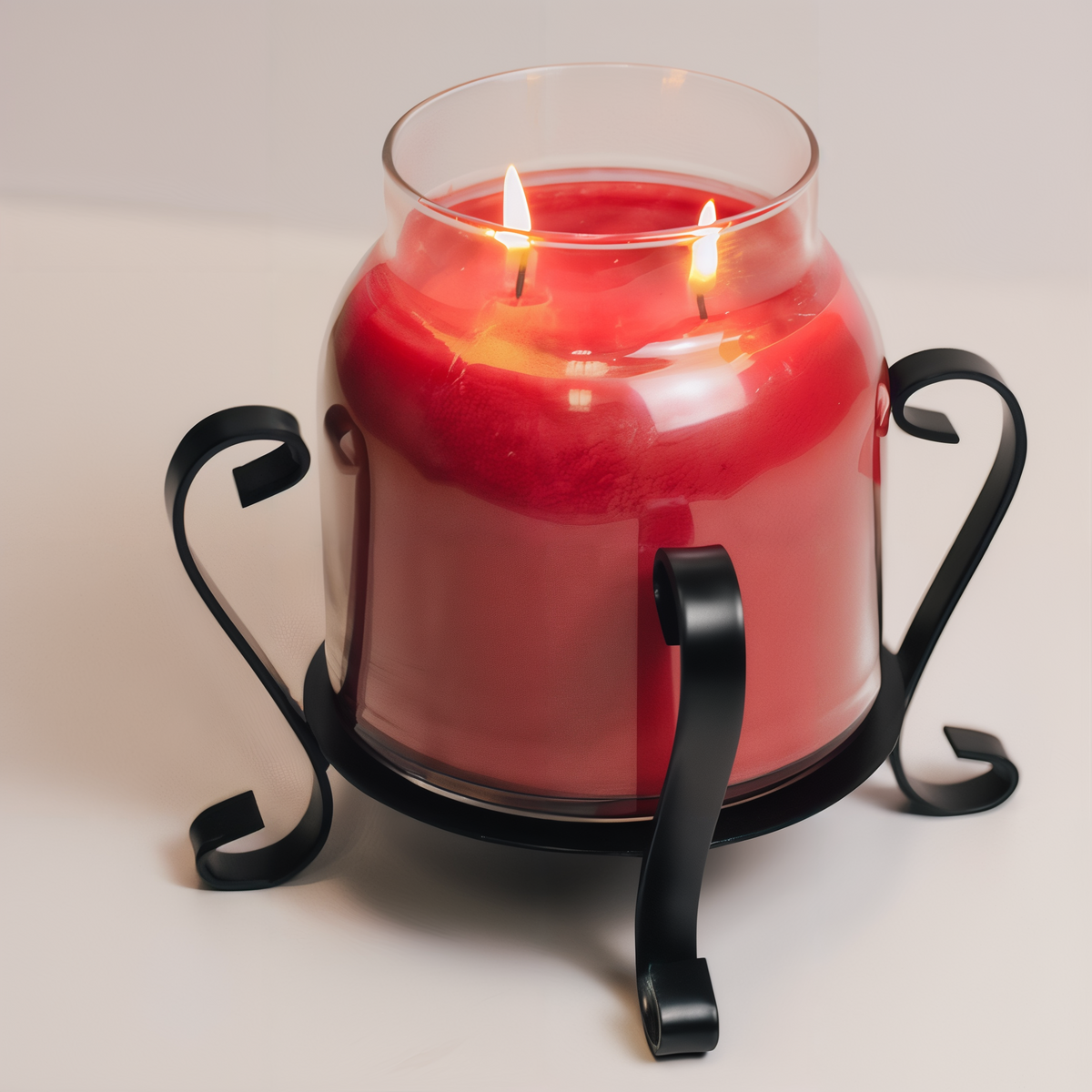 A Cheerful Giver Black Candle Jar Holder -- styled scene with candle