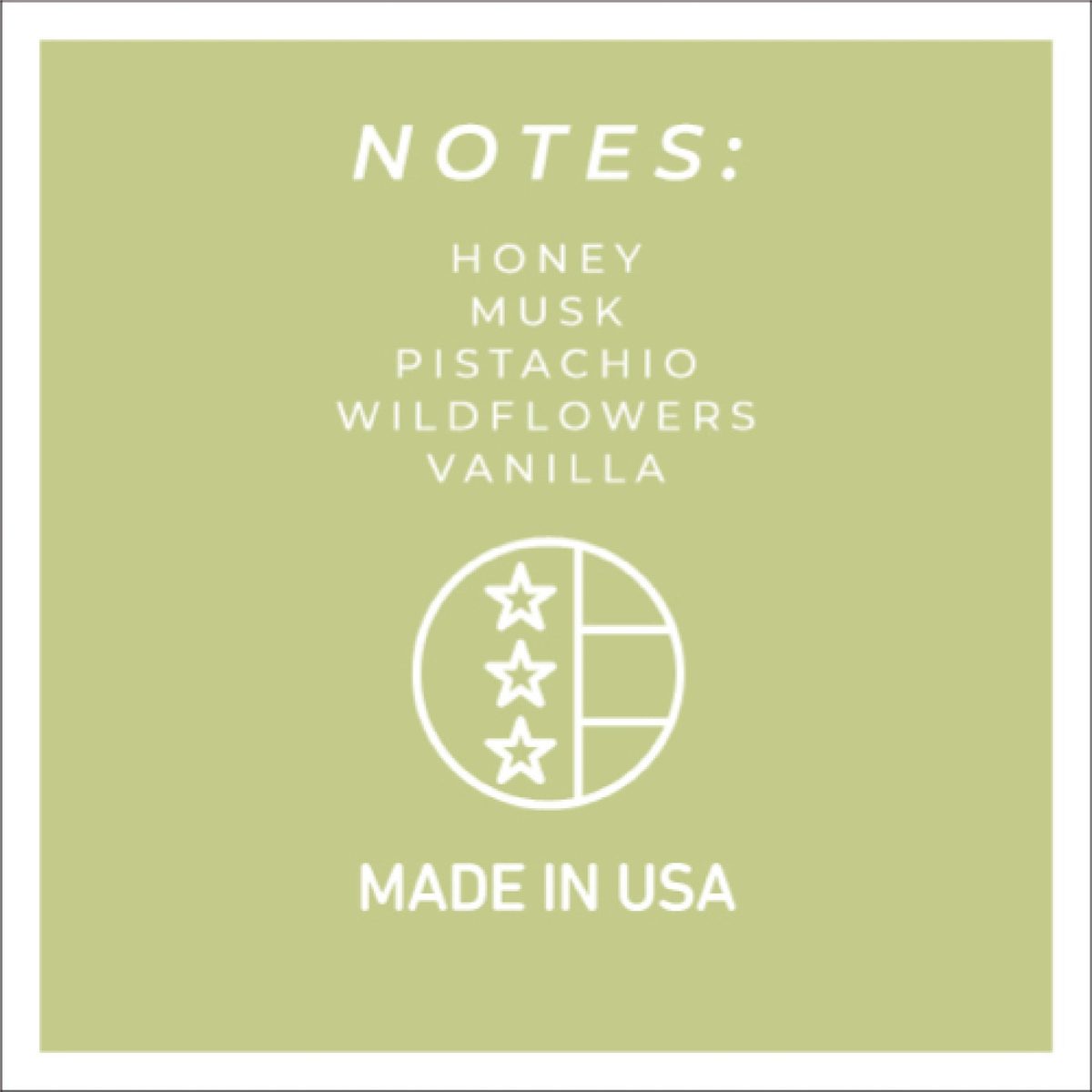 A Cheerful Giver Pistachio & Honey Keepers of the Light Jar Candle -- fragrance notes tile
