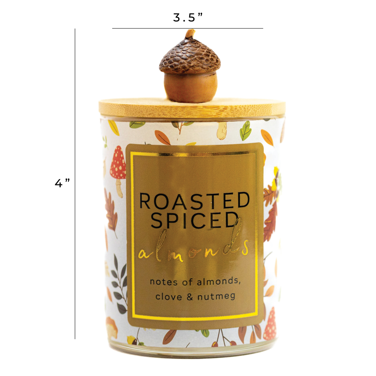 A Cheerful Giver Roasted Spiced Almonds Seasonal Candle -- dimensions diagram