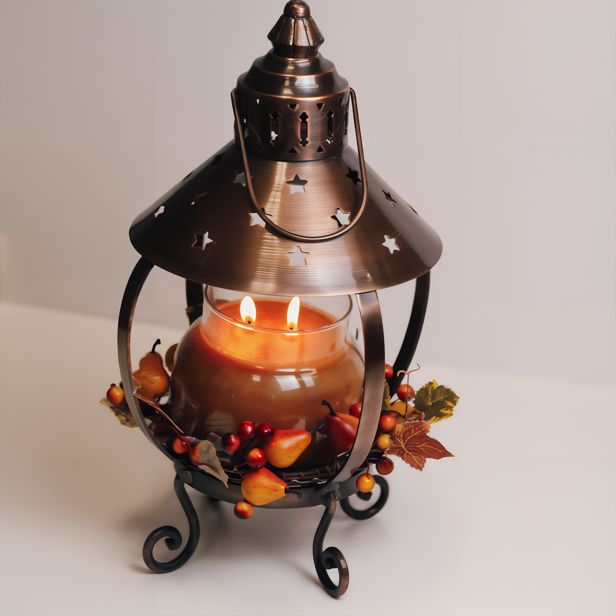 A Cheerful Giver Star Candle Lantern -- styled scene with candle