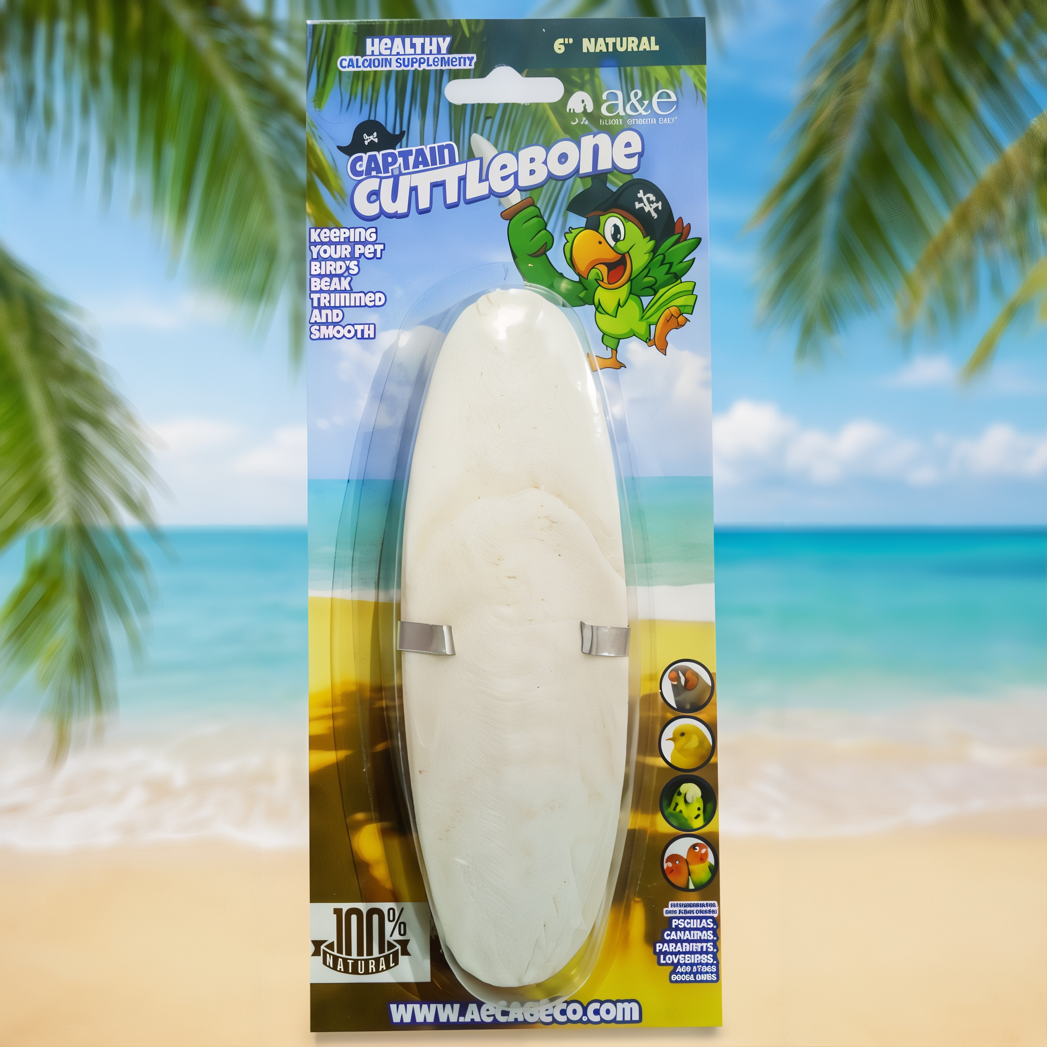 A E Cages Captain Cuttlebone Bird Treat, size 6