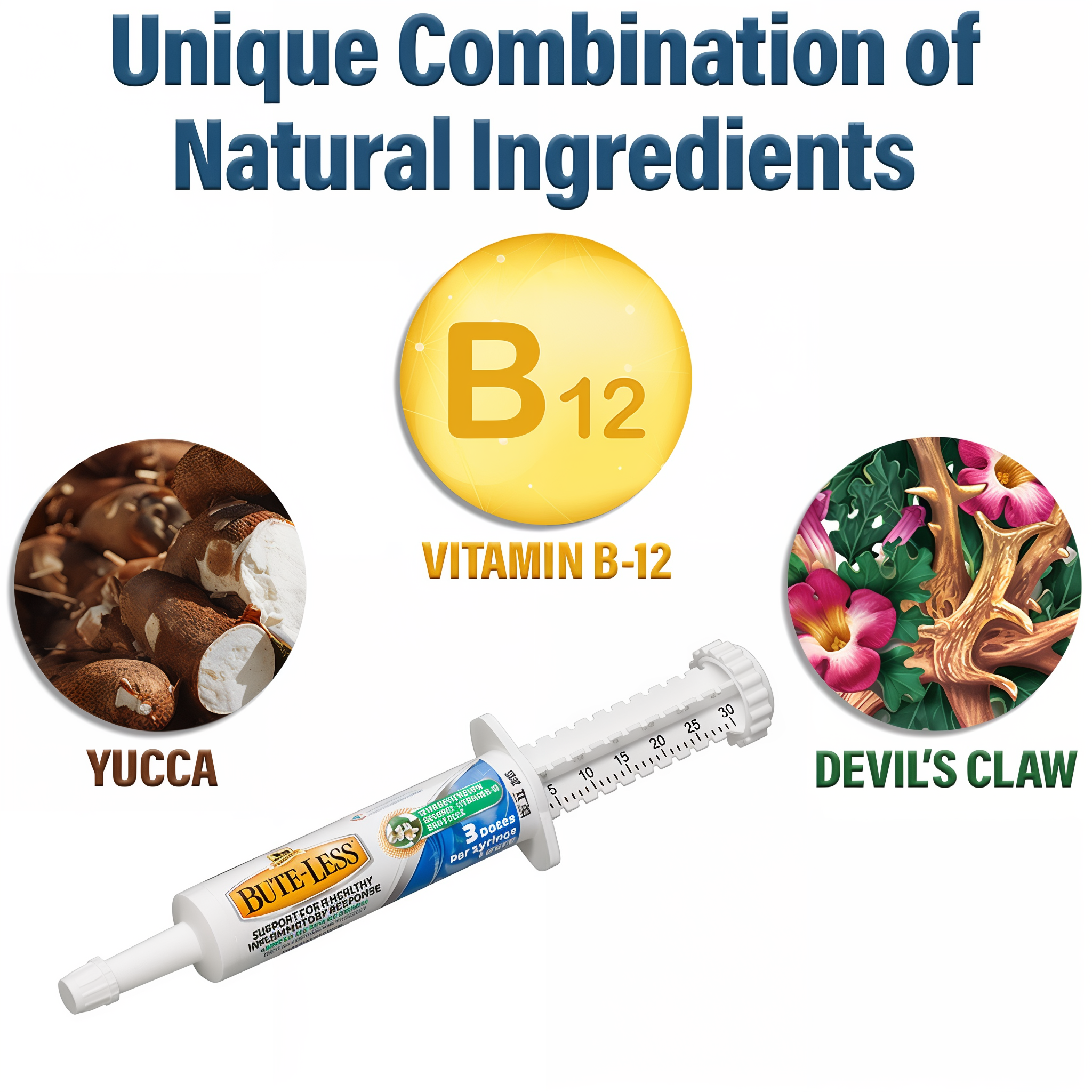 Absorbine Bute-Less comfort and recovery paste, yucca, vitamin B-12 and devil's claw ingredients