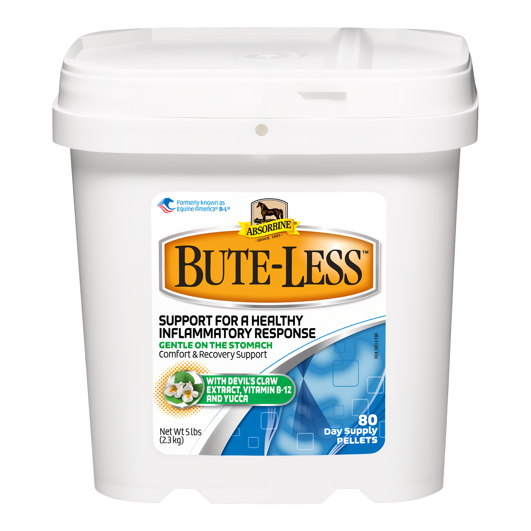 Absorbine Bute-Less comfort and recovery pellets, 5 pound 80-day supply bucket