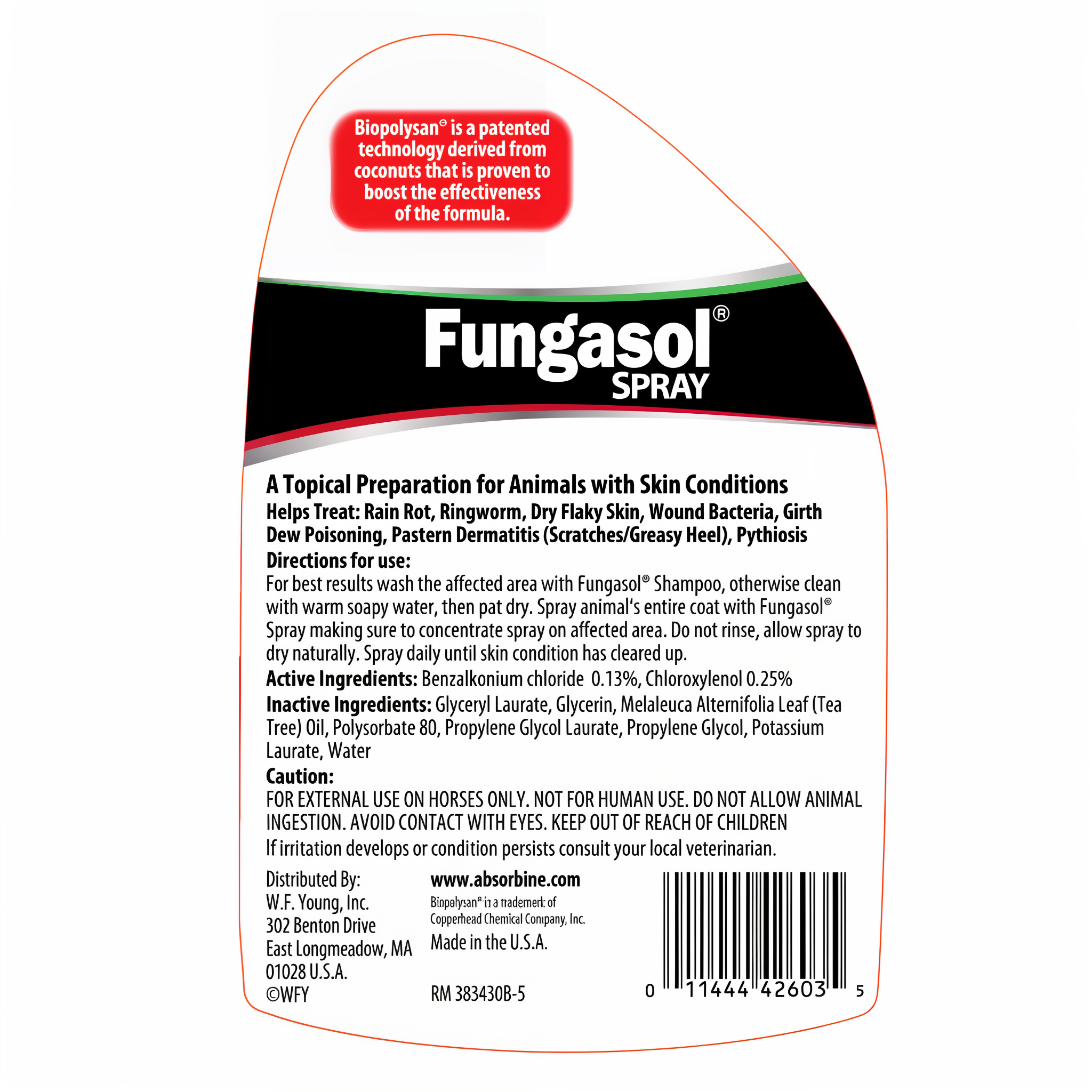 Absorbine Fungasol spray, label