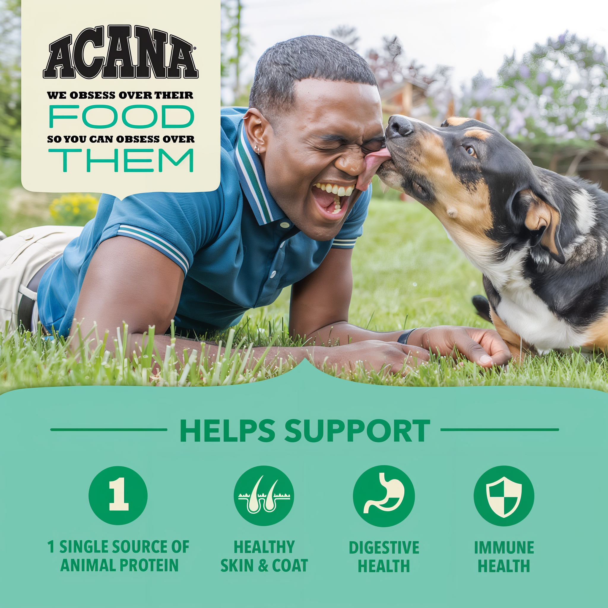 Acana Lamb & Pumpkin with Wholesome Grains supports single source of animal protein, skin and coat, digestive health and immune health