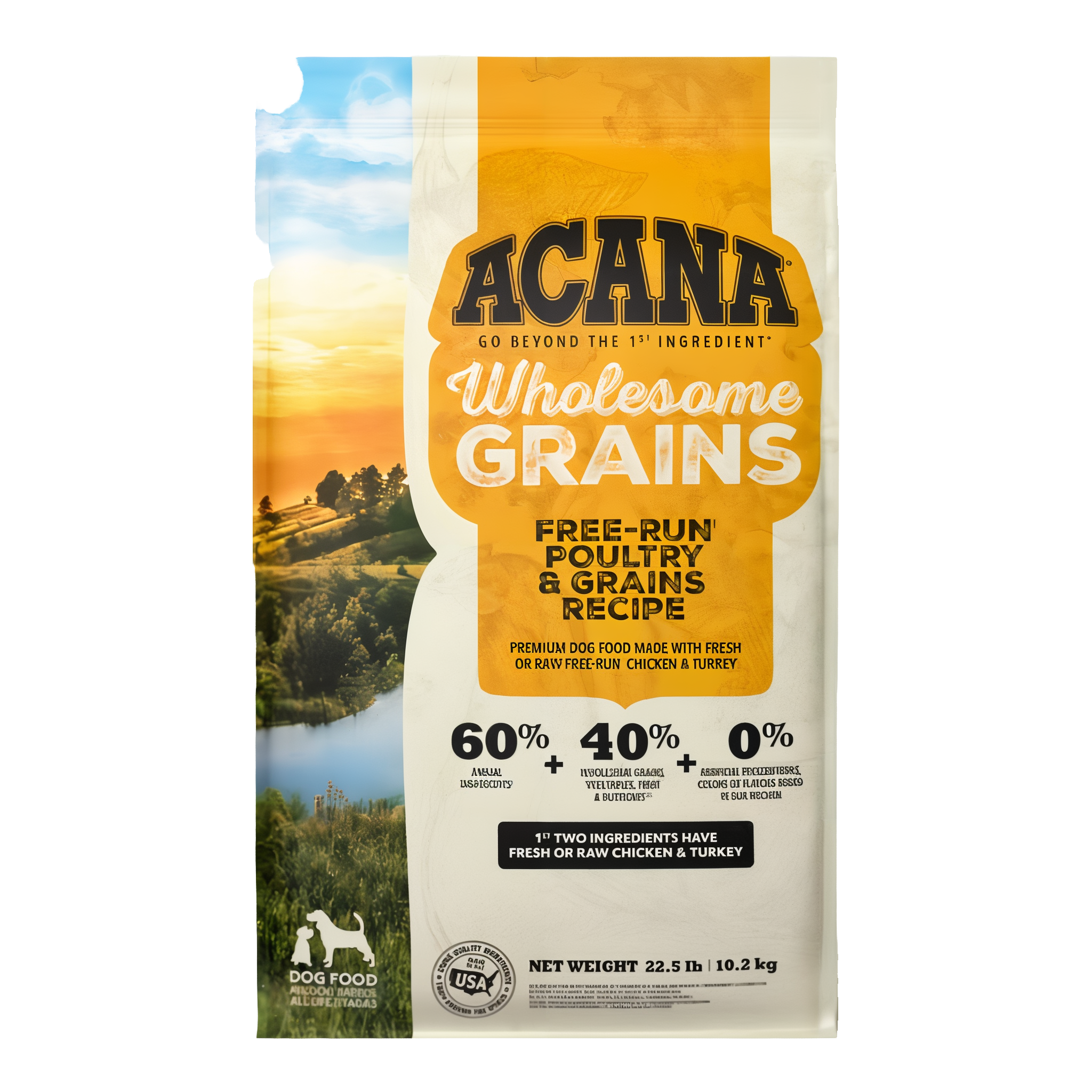 ACANA Wholesome Grains Free-Run Poultry dry dog food, 22.5 lb bag