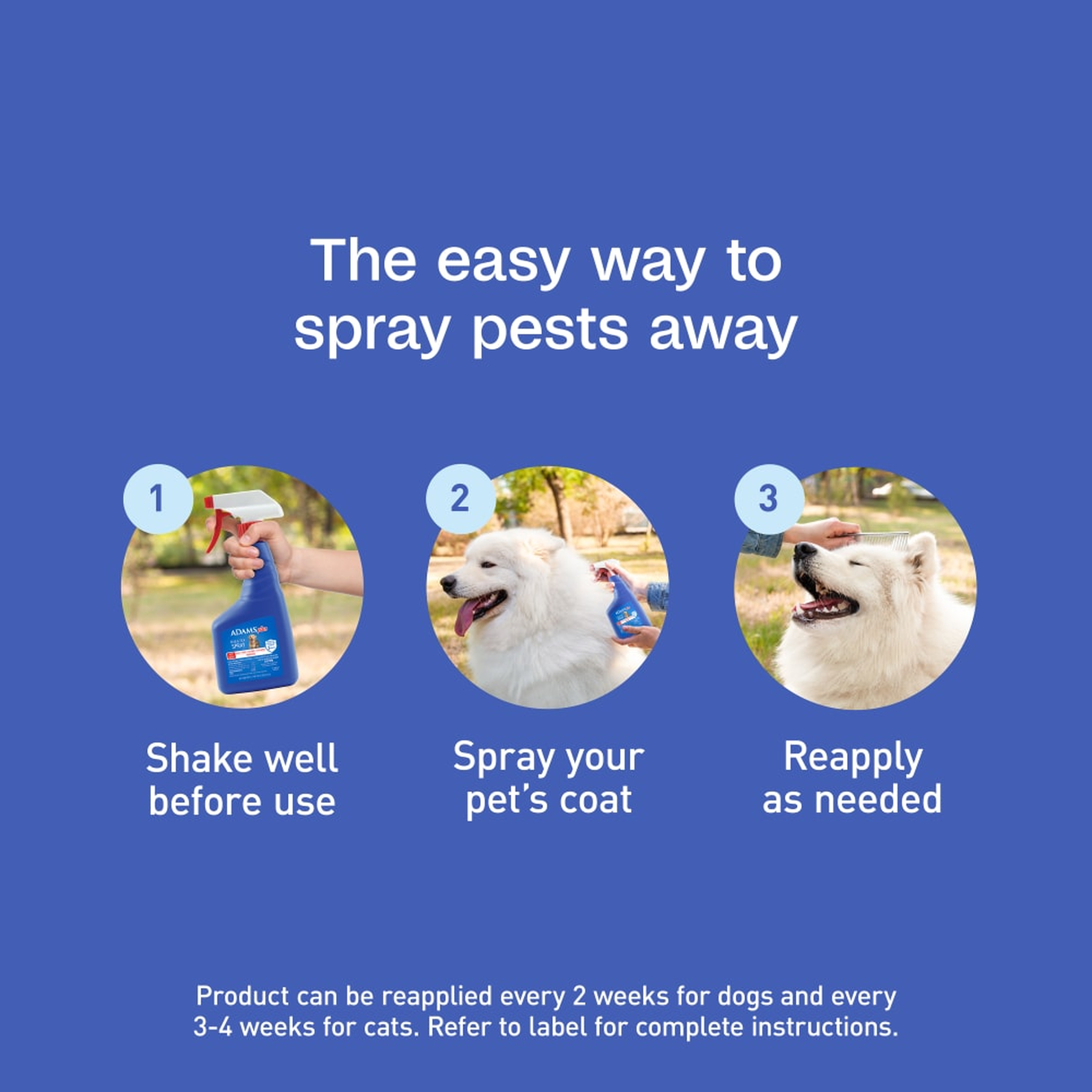 Directions for use for adams plus flea and tick spray