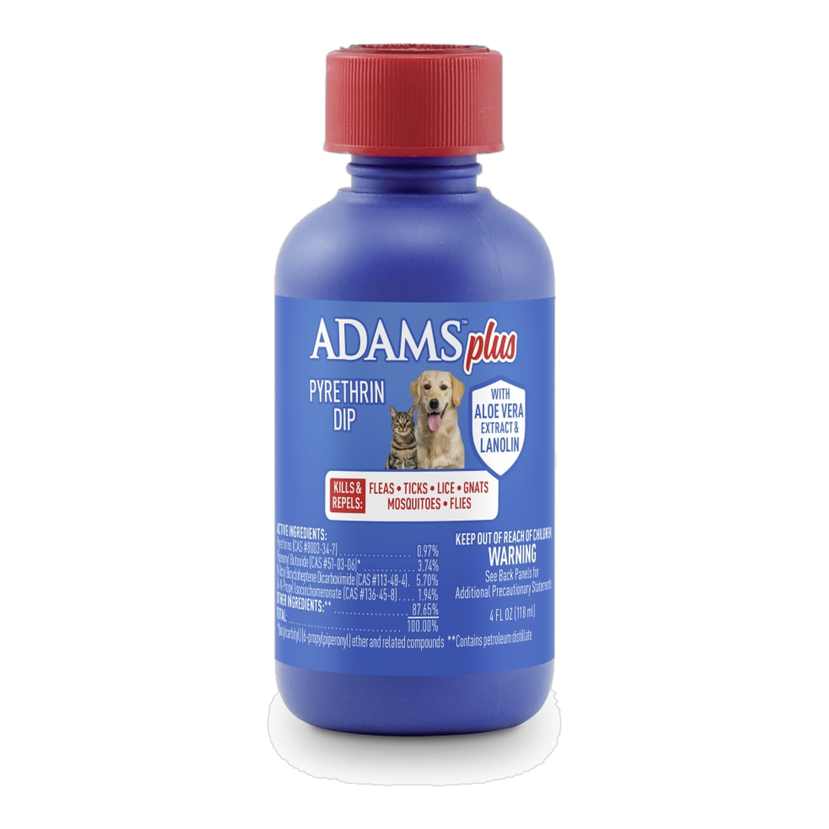 Adams Plus Pyrethrin Dip 4 fl oz bottle front label