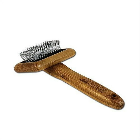 Alcott Bamboo Groom Slicker Brush with Stainless Steel Pins for Pets