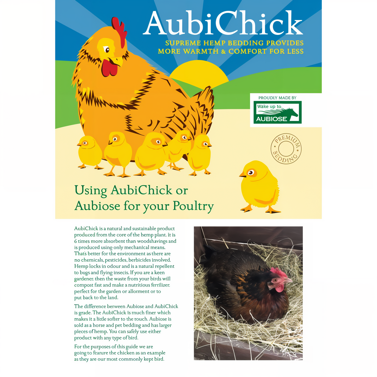Aubiose AubiChick Supreme Hemp Bedding 22 lb -- diagram