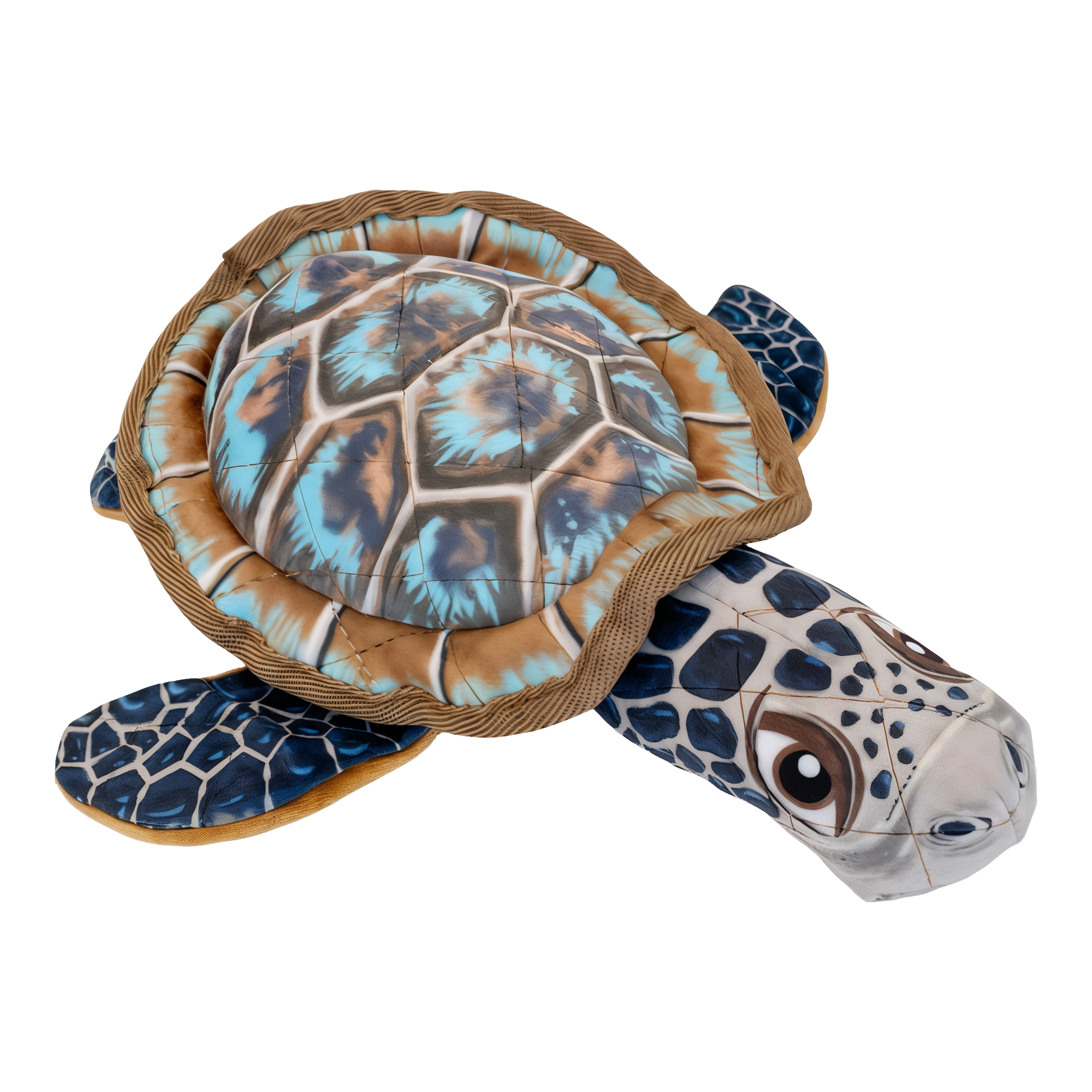Sea turtle dog toy top view with lifelike printed shell
