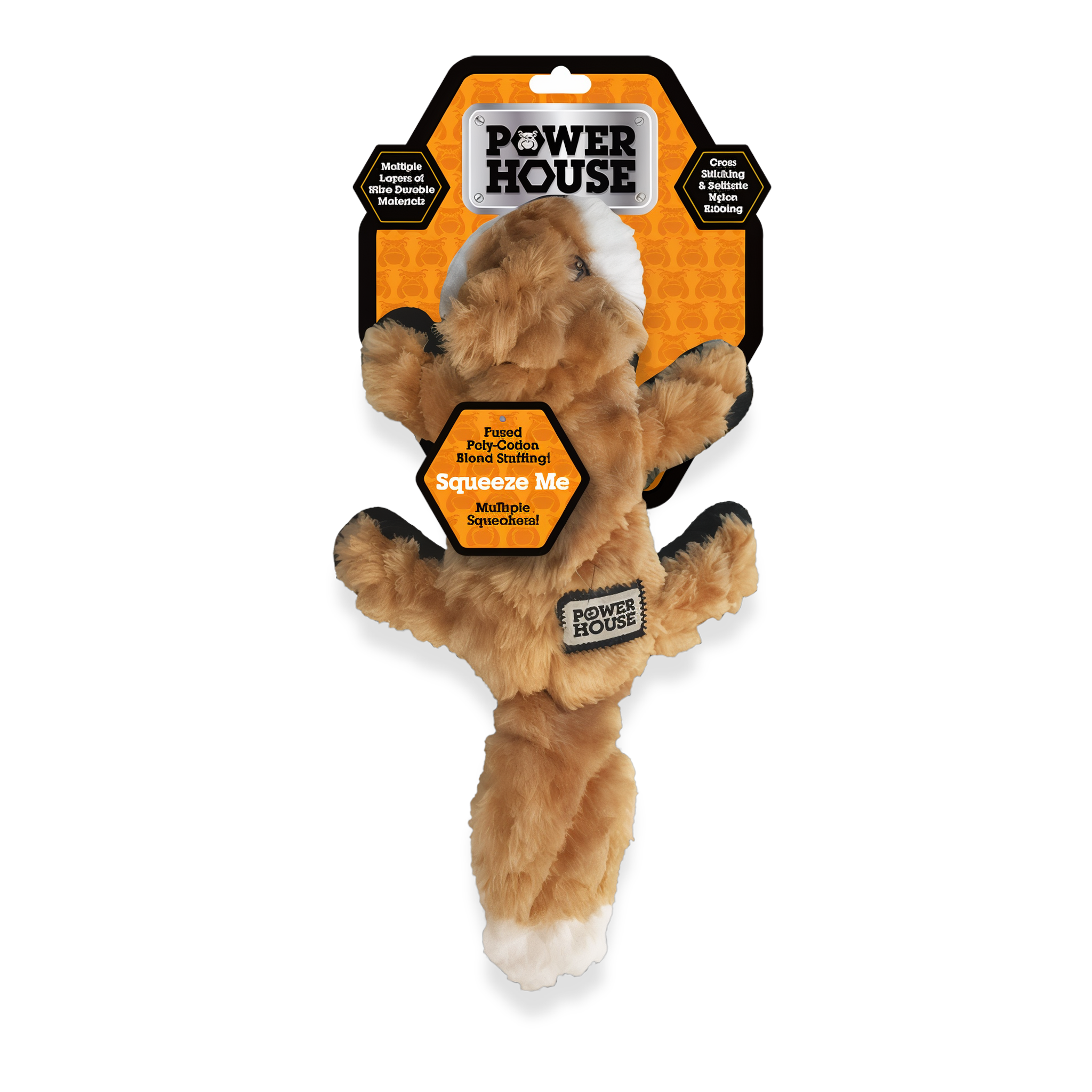 Power House mini fox plush dog toy