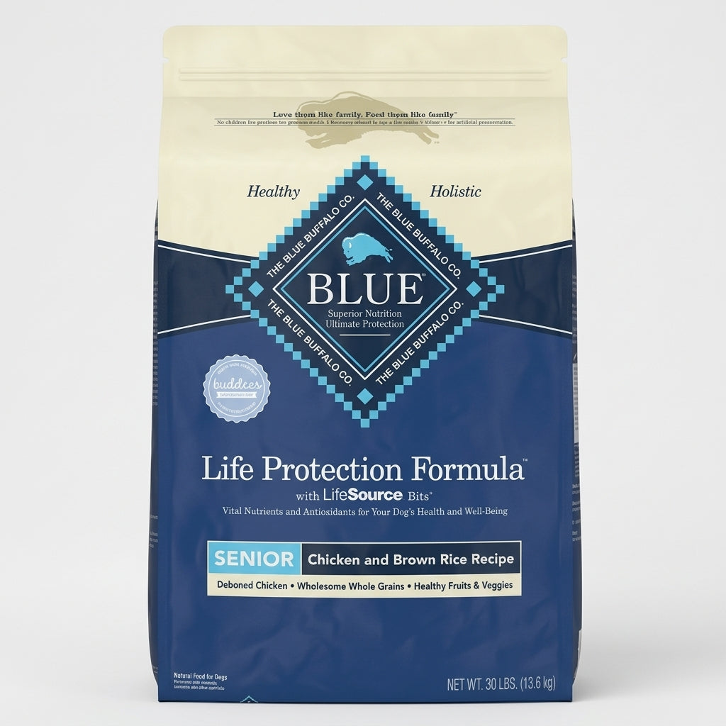 Blue Buffalo Senior Chicken & Brown Rice dry dog food, 30 lb bag