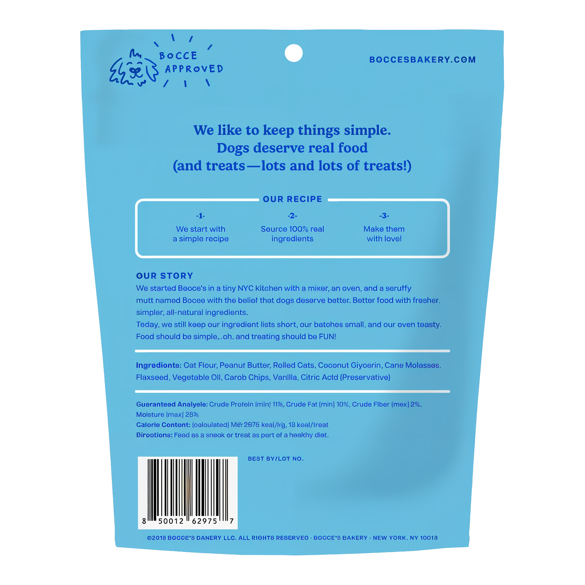 Campfire S'mores pouch back panel with ingredients, guaranteed analysis and feeding directions