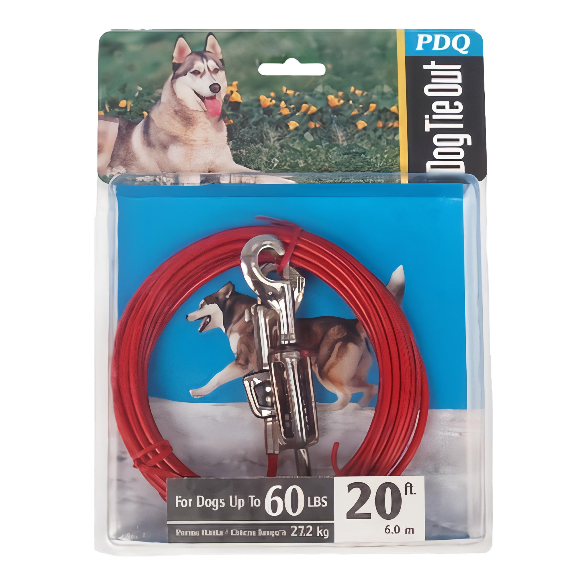 Boss Pet PDQ Red Vinyl Coated Cable Dog Tie Out - 20 foot length