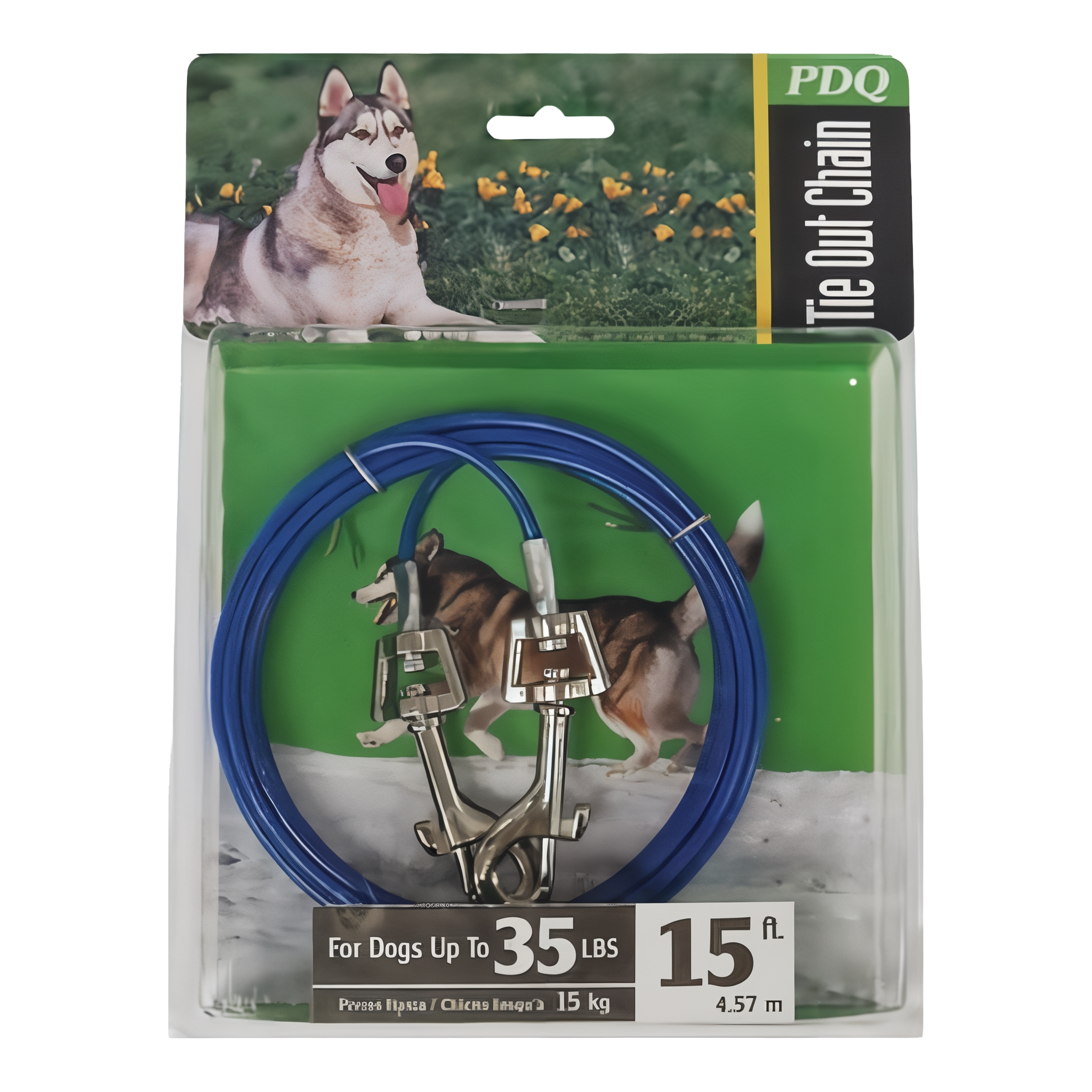 PDQ Blue / Silver Tie-Out Vinyl Coated Cable Dog Tie Out