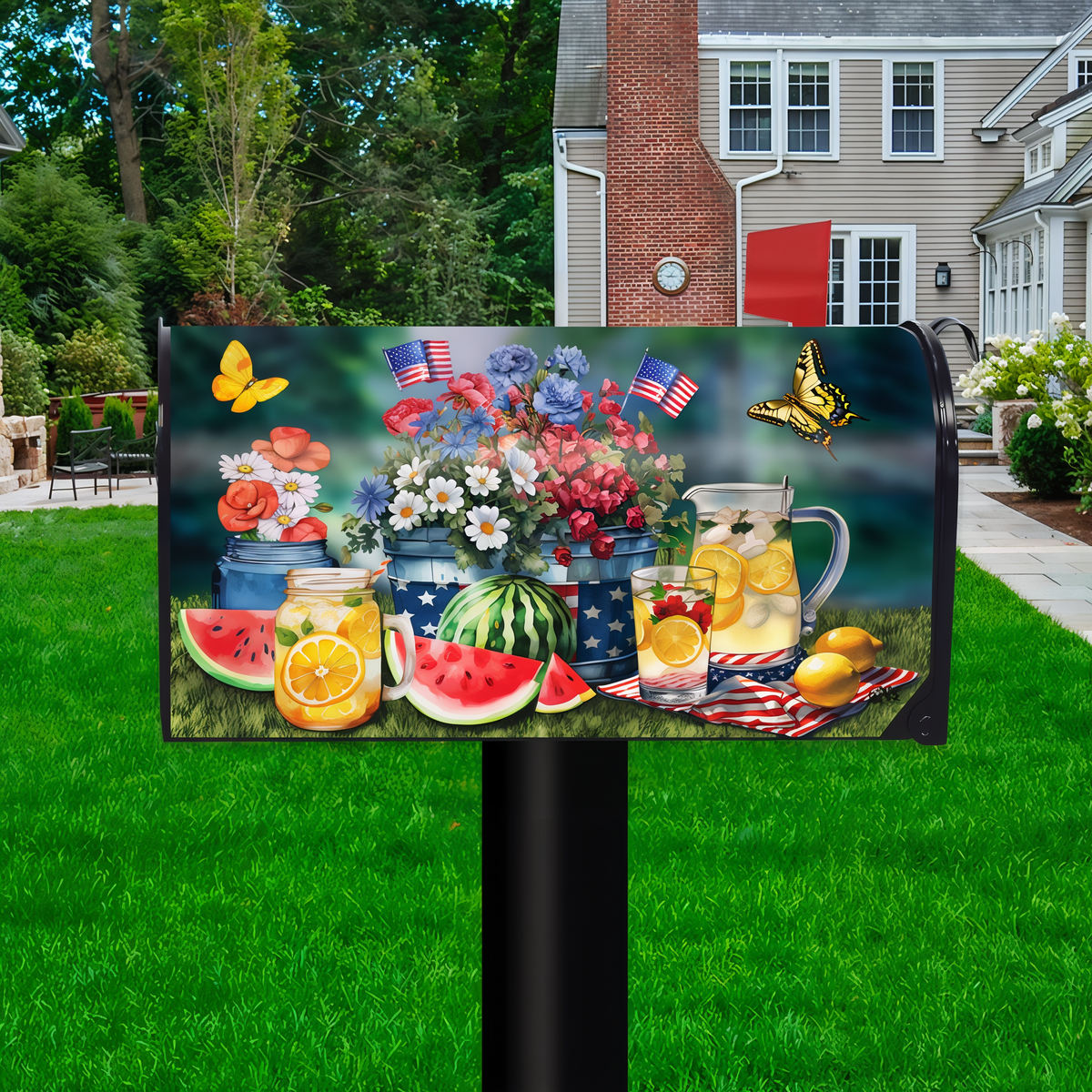 Briarwood Lane American Lemonade Mailbox Cover -- mailbox cover displayed outdoors