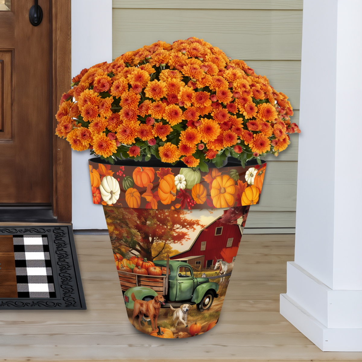 Briarwood Lane Autumn Farm Large Planter -- detail view