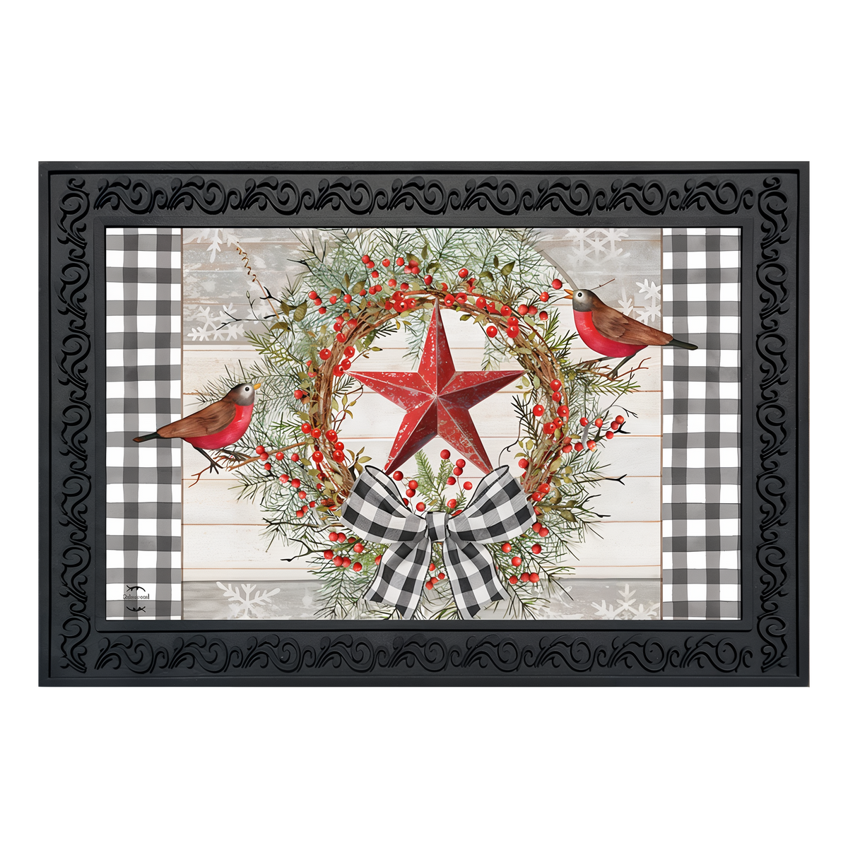 Briarwood Lane Berry Wreath Barnstar Winter Doormat -- product view