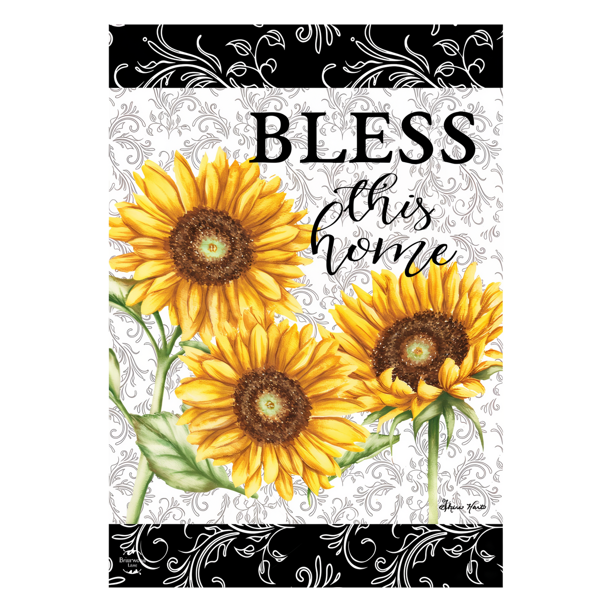 Briarwood Lane Bless This Home Sunflowers Summer Garden Flag -- artwork detail view