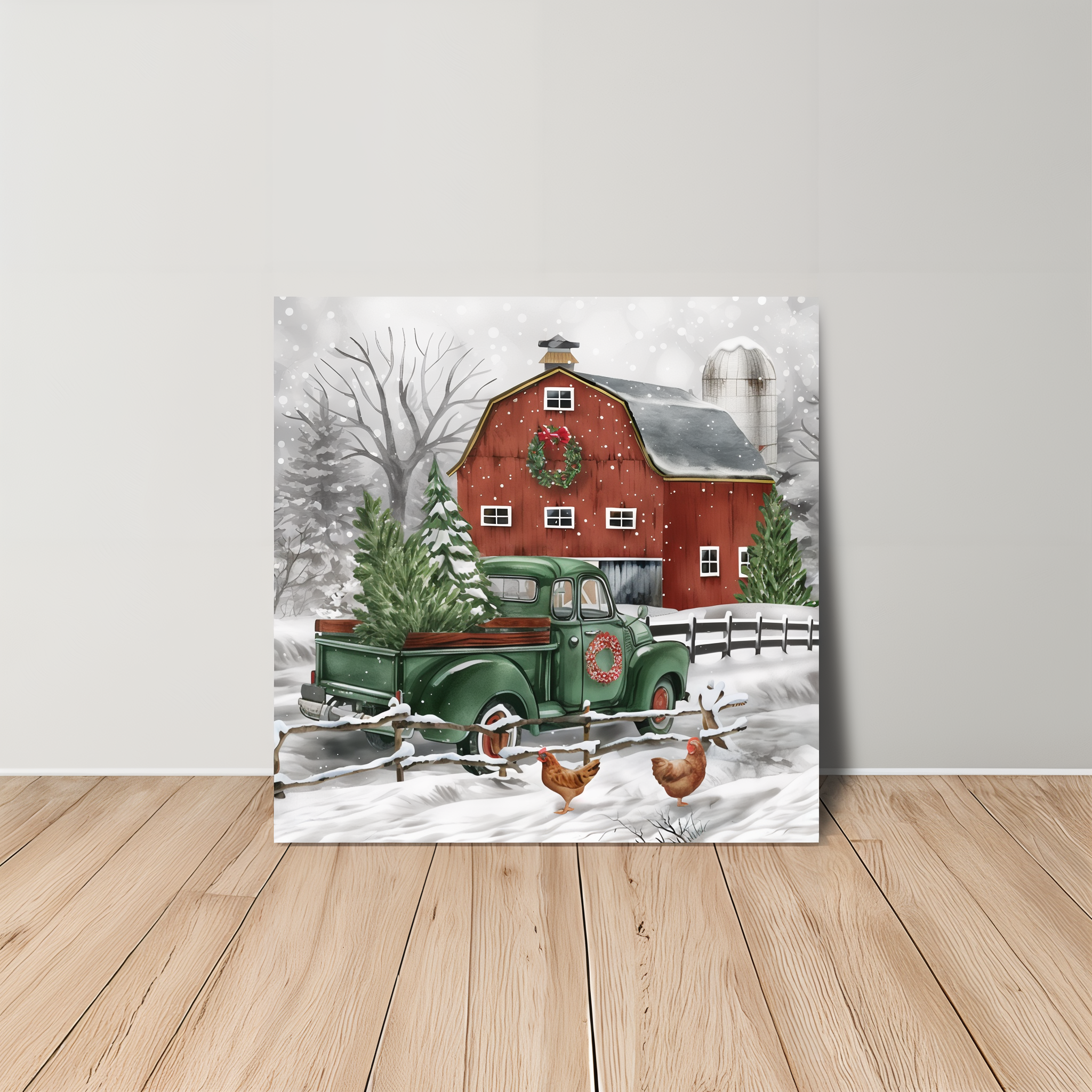 Briarwood Lane Christmas on the Farm Medium LED Canvas Art -- detail view