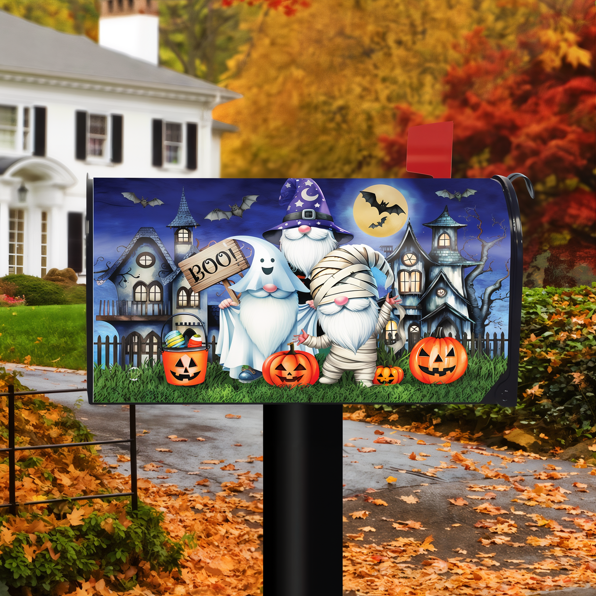 Briarwood Lane Costumed Gnomes Mailbox Cover -- mailbox cover displayed outdoors