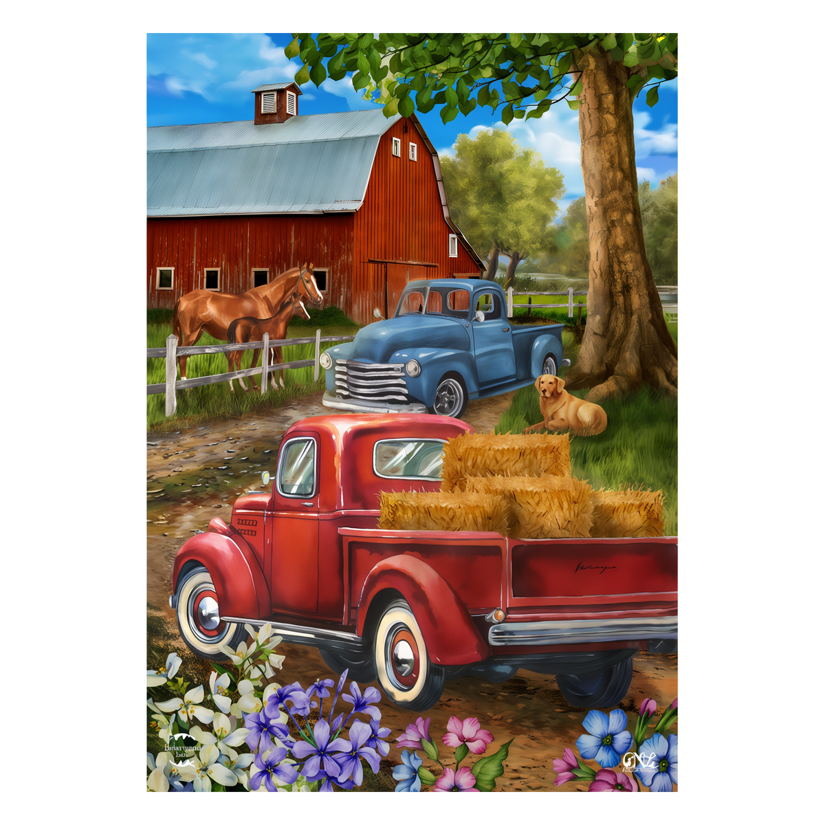 Briarwood Lane Country Lane Spring Garden Flag -- artwork detail view