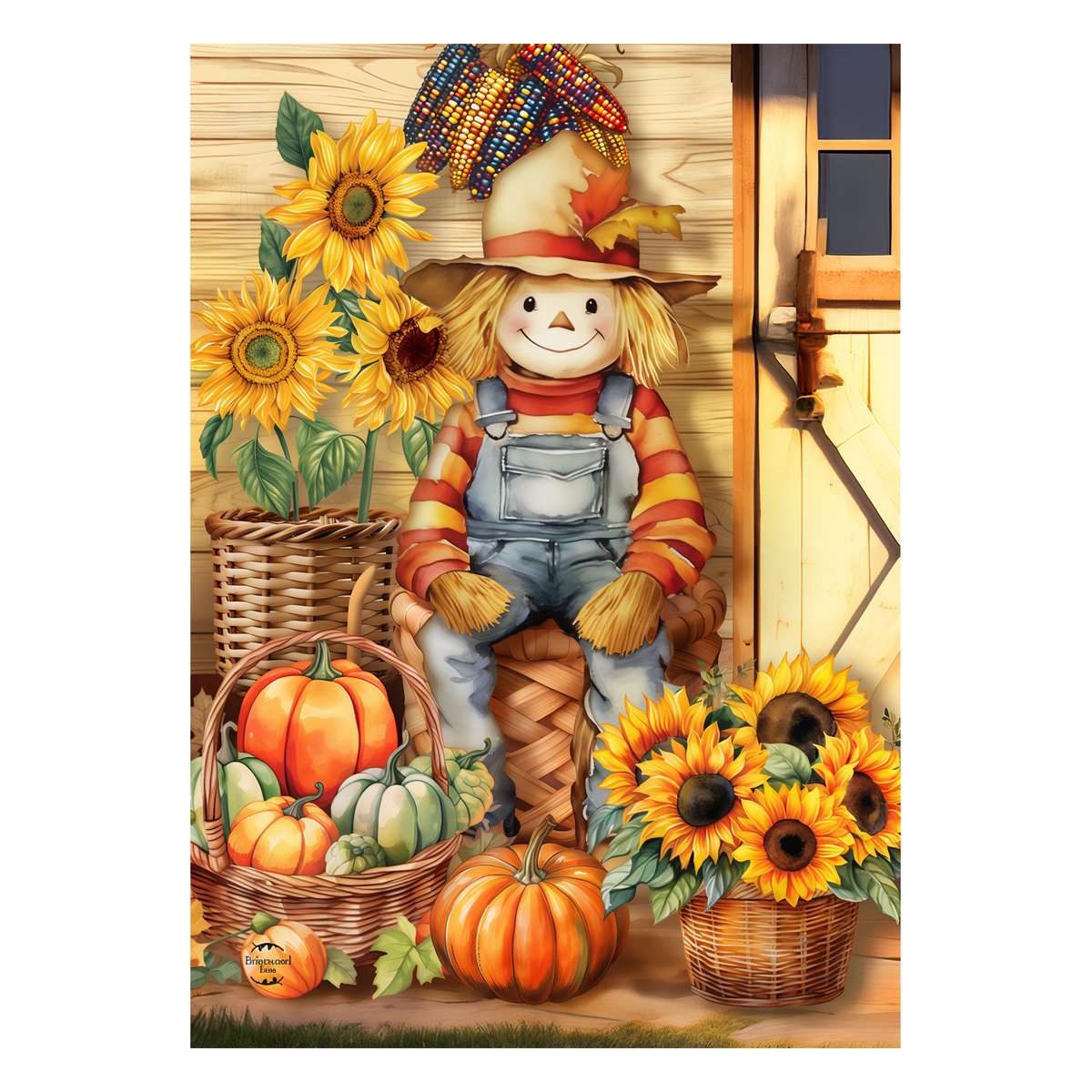 Briarwood Lane Country Scarecrow Garden Flag -- artwork detail view