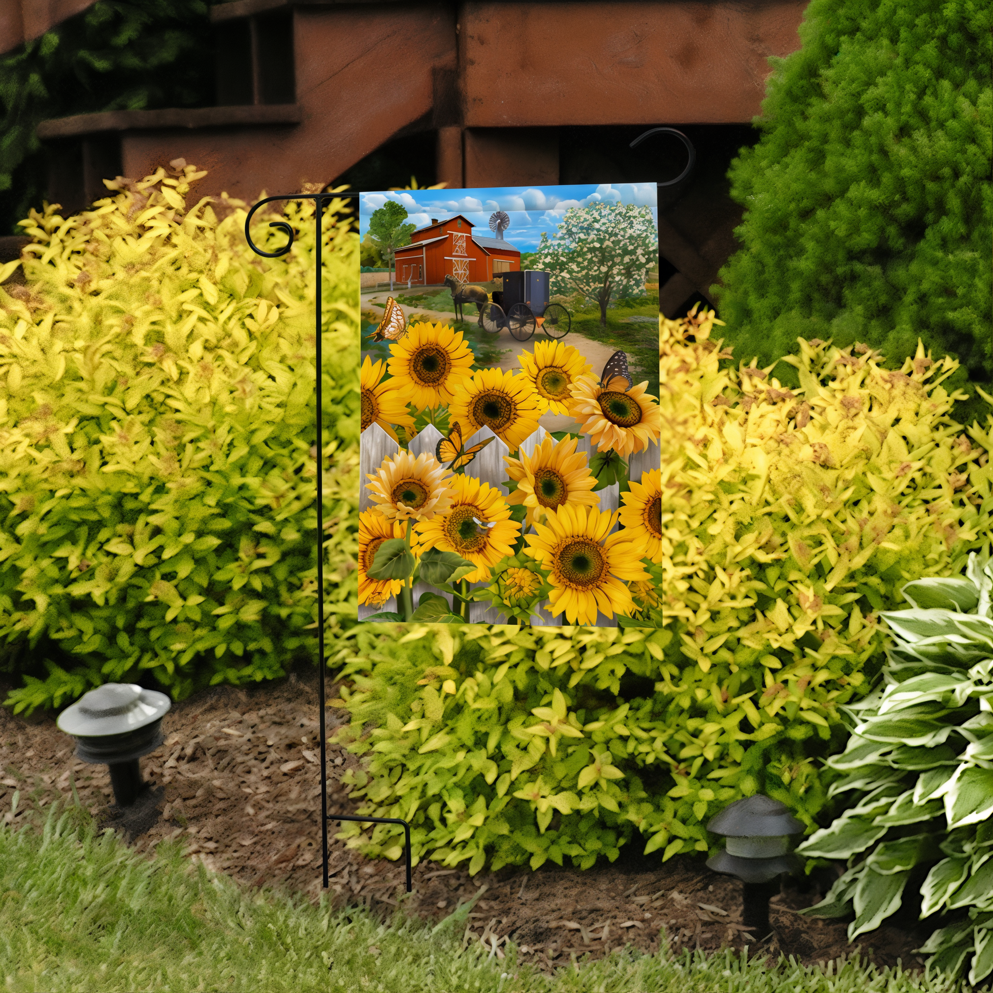 Briarwood Lane Country Sunflowers Summer Garden Flag -- detail view