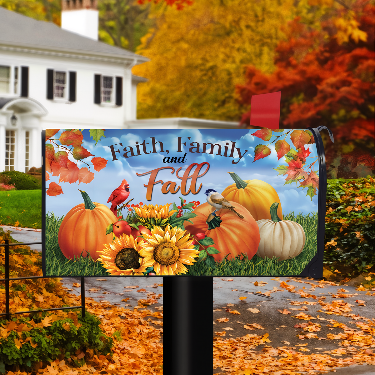 Briarwood Lane Faith Family And Fall Mailbox Cover -- mailbox cover displayed outdoors