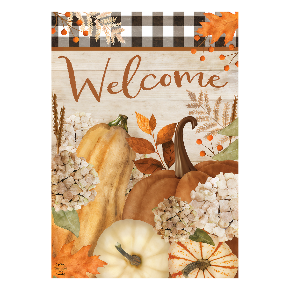 Briarwood Lane Fall Farmhouse Welcome Garden Flag -- artwork detail view
