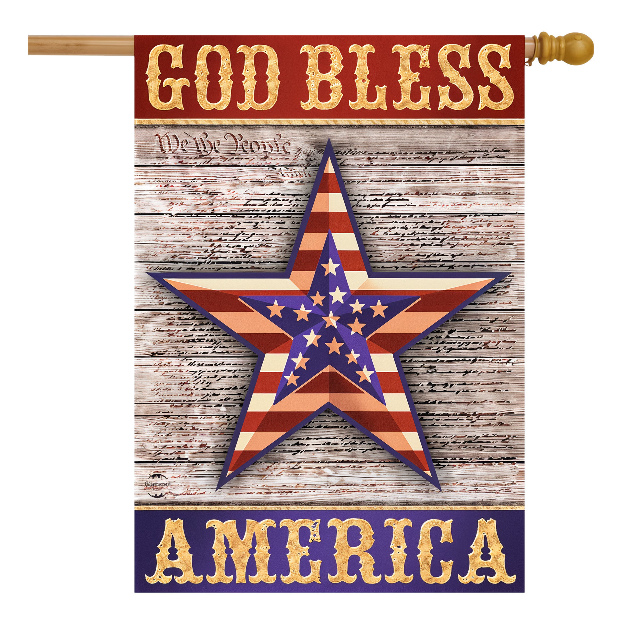 Briarwood Lane God Bless America Star Patriotic House Flag -- 28" x 40"