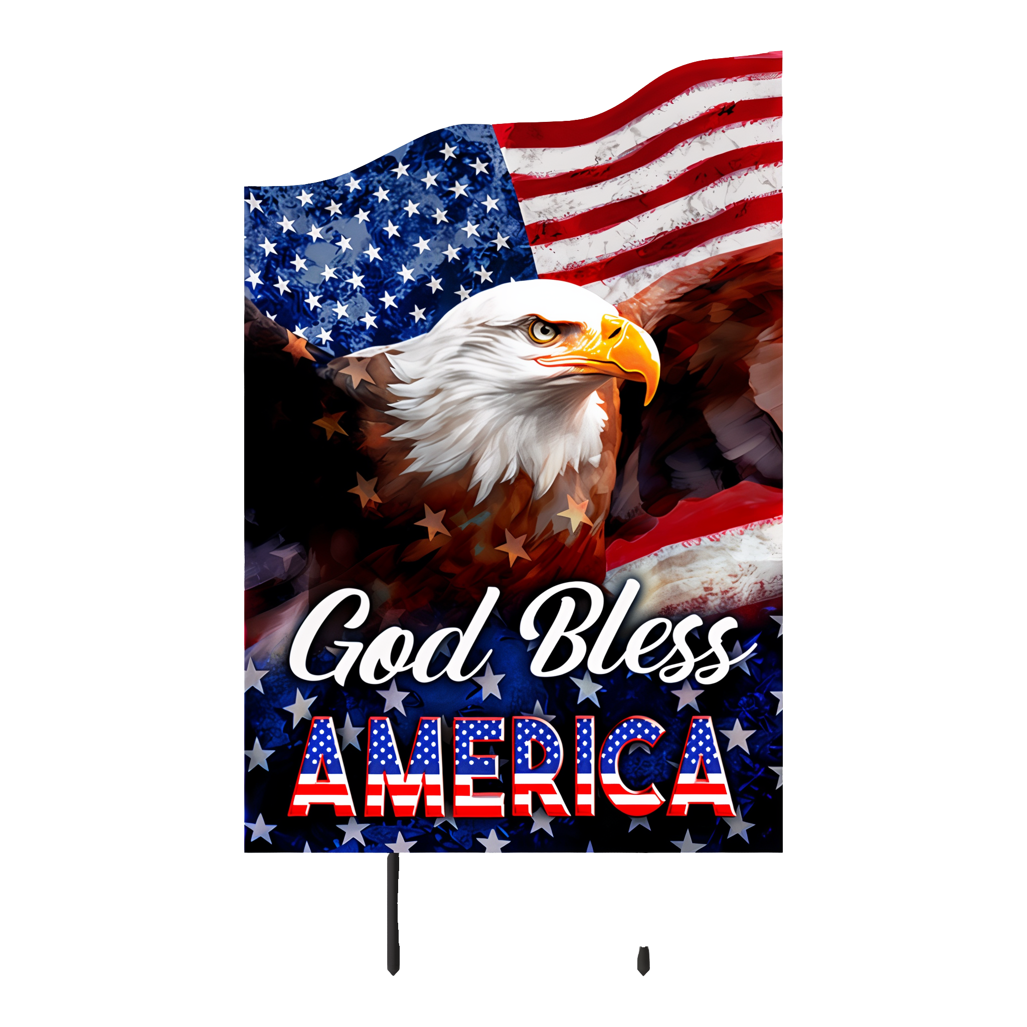 Briarwood Lane God Bless American Eagle Metal Art -- 29" (including 8" stakes) x 15"