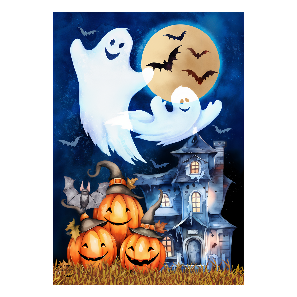 Briarwood Lane Halloween Haunting Garden Flag -- artwork detail view