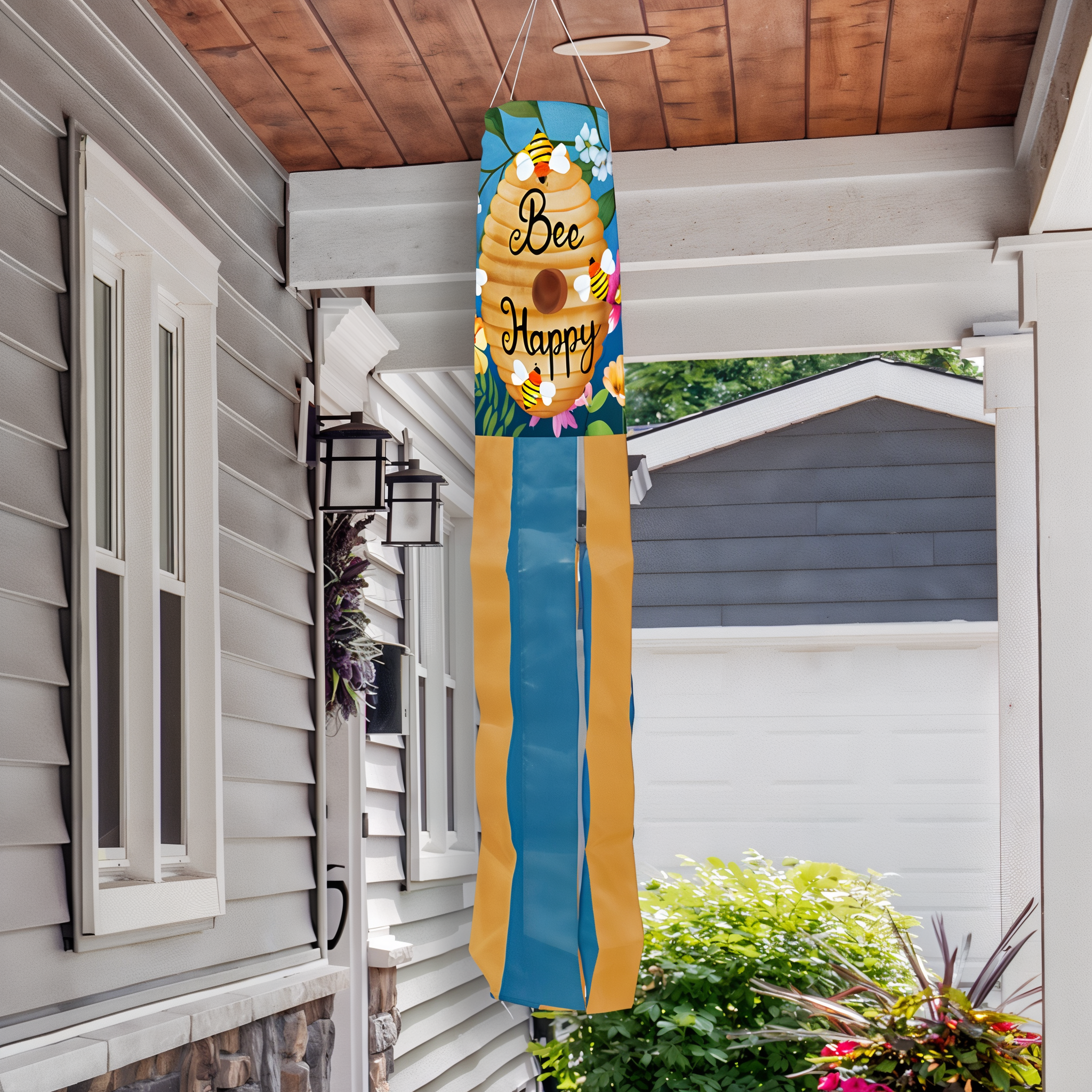 Briarwood Lane Happy Beehive Windsock Wind Twister -- detail view