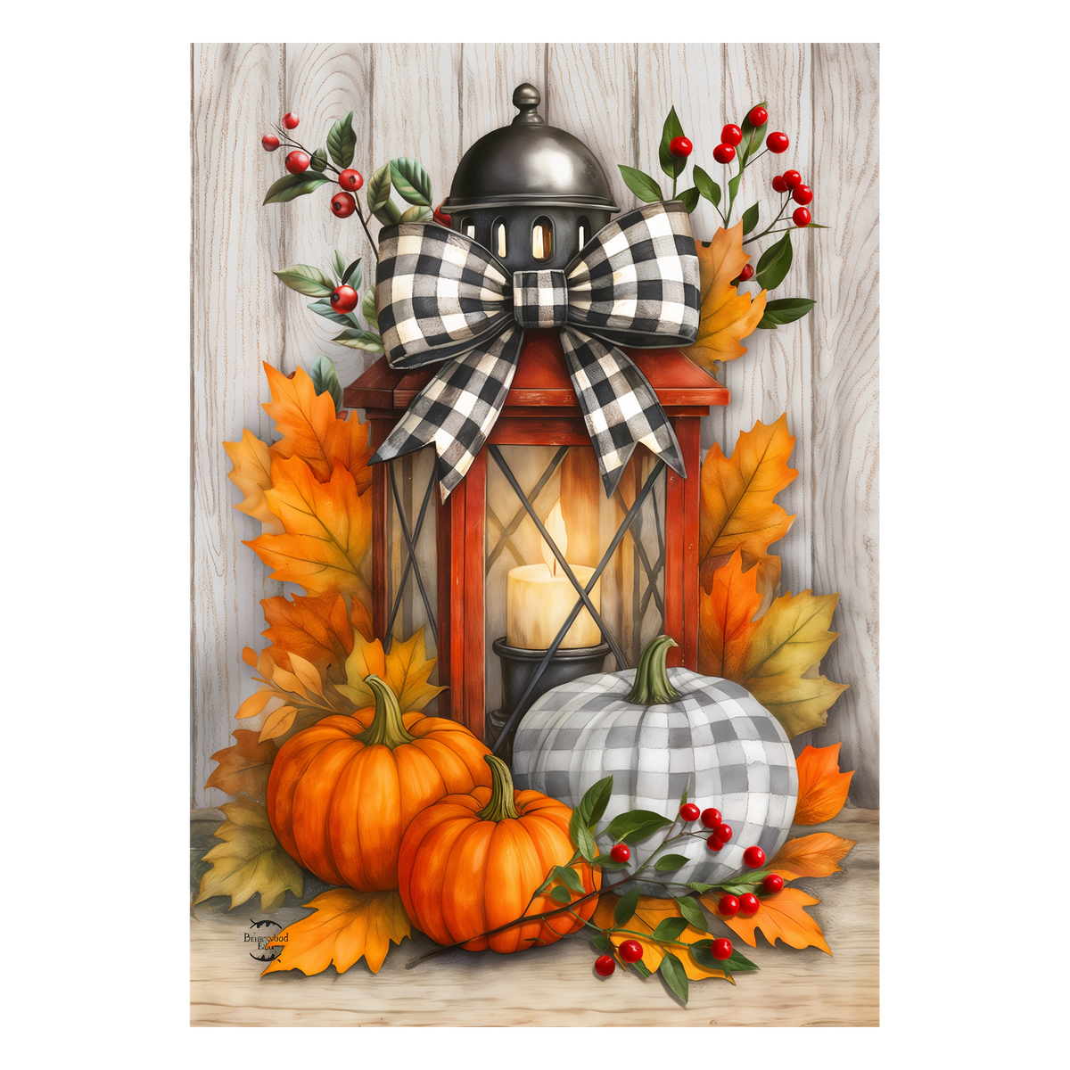 Briarwood Lane Harvest Lantern Glow Garden Flag -- artwork detail view