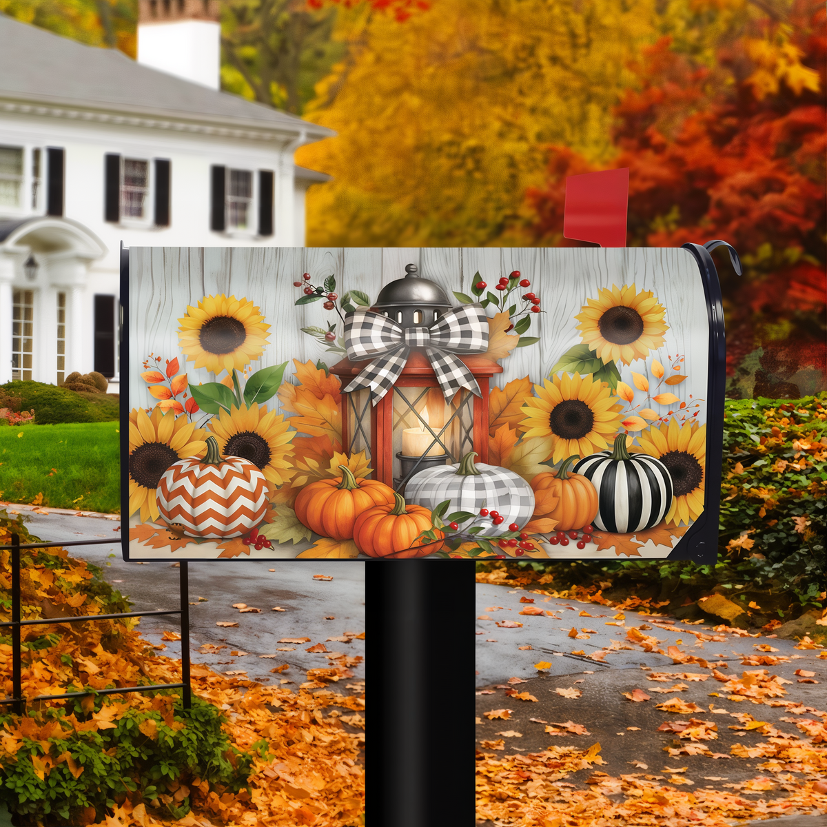Briarwood Lane Harvest Lantern Glow Mailbox Cover -- mailbox cover displayed outdoors