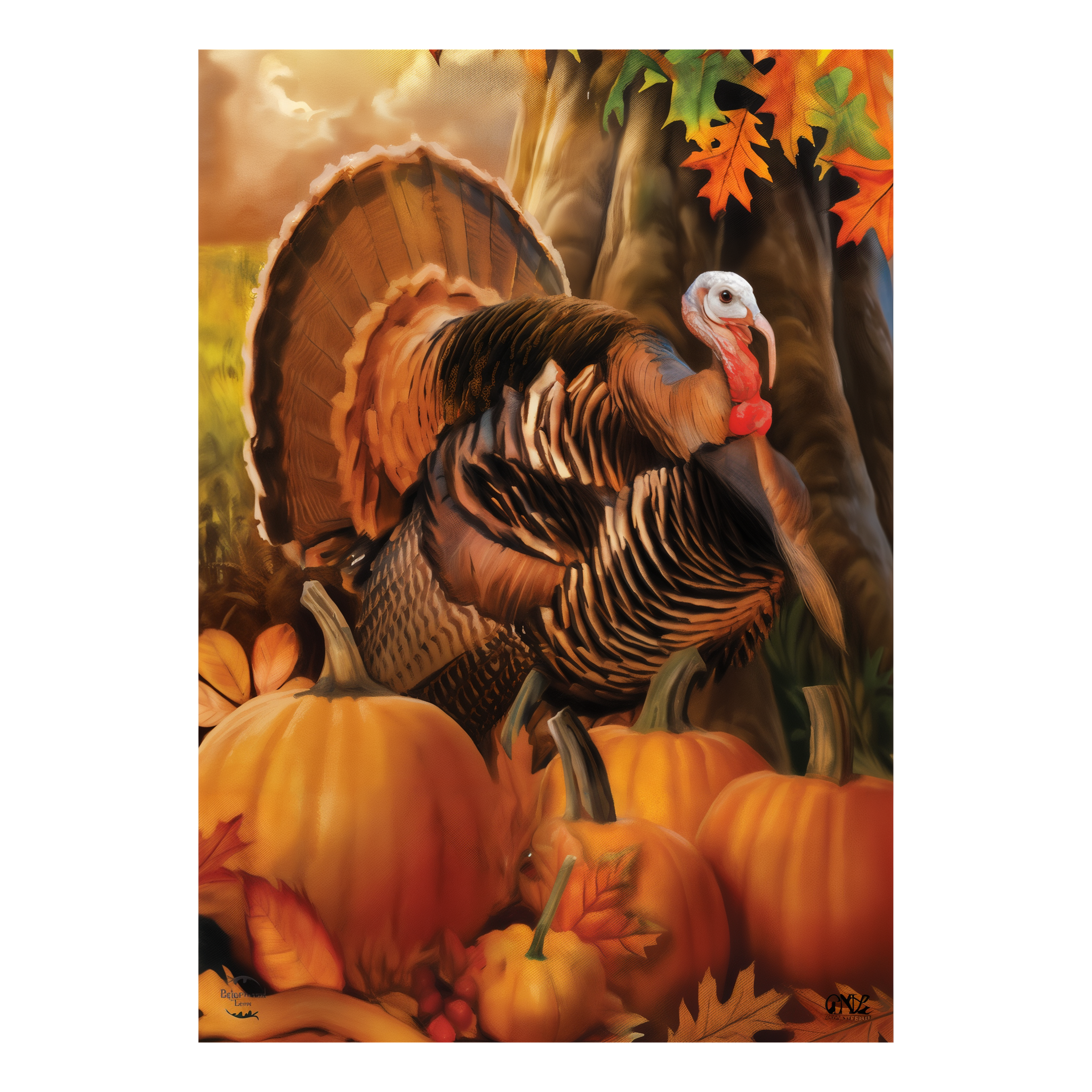 Briarwood Lane Harvest Turkey Fall Garden Flag -- detail view