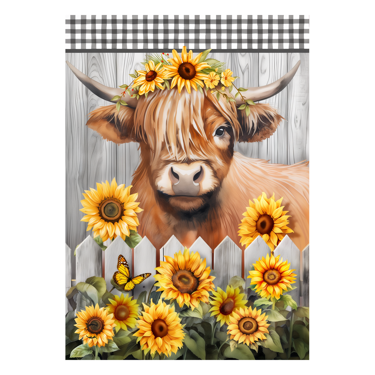 Briarwood Lane Highland Cow Garden Flag -- artwork detail view