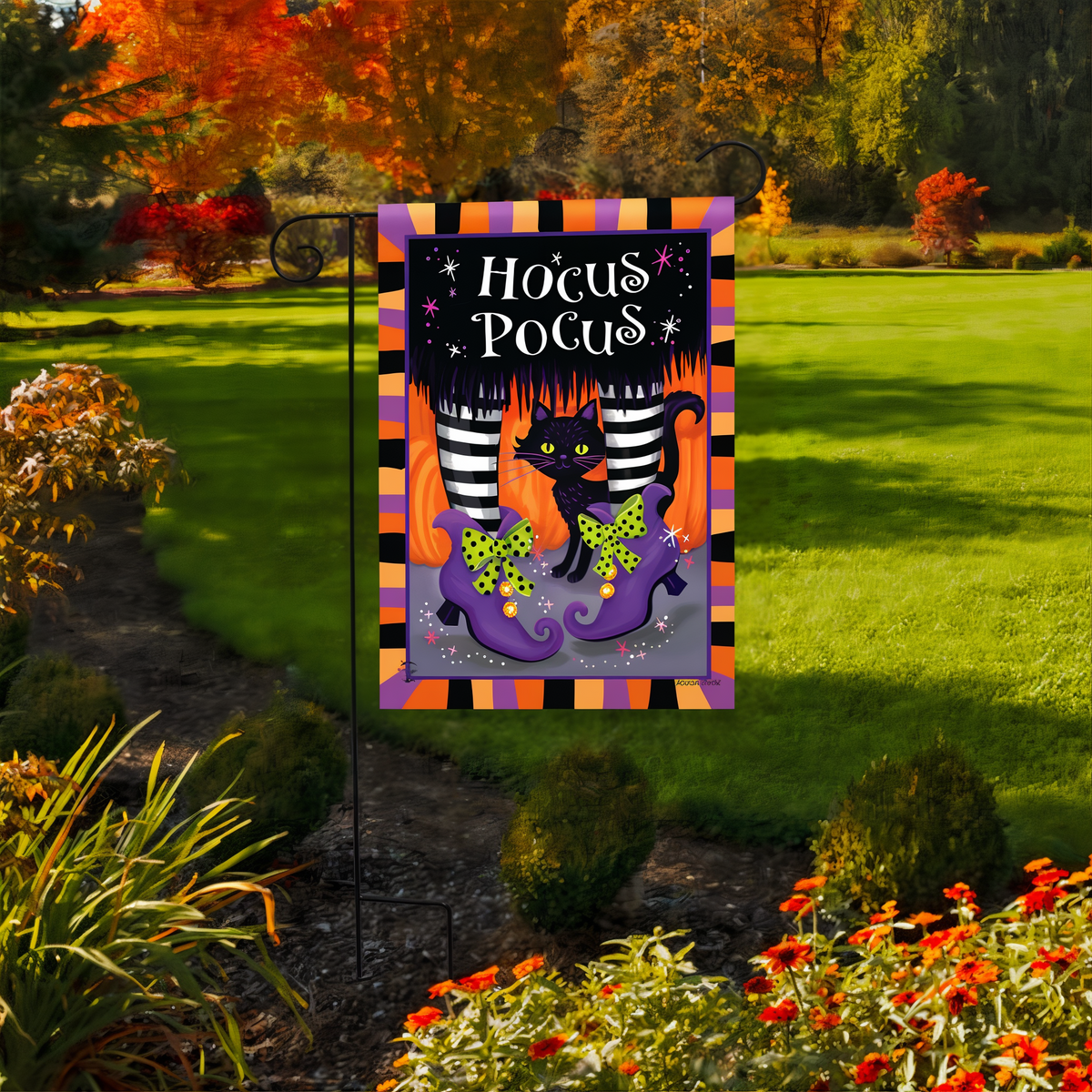 Briarwood Lane Hocus Pocus Flag Garden Flag -- garden flag displayed outdoors