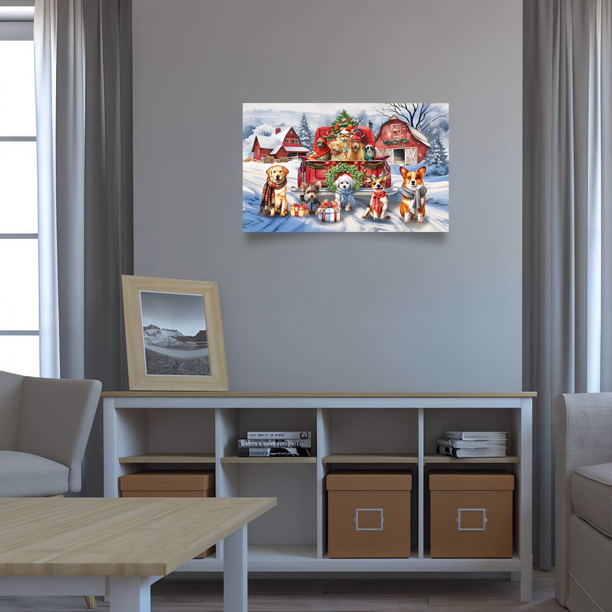 Briarwood Lane Holiday Cheer Dogs Large LED Canvas Art -- detail view