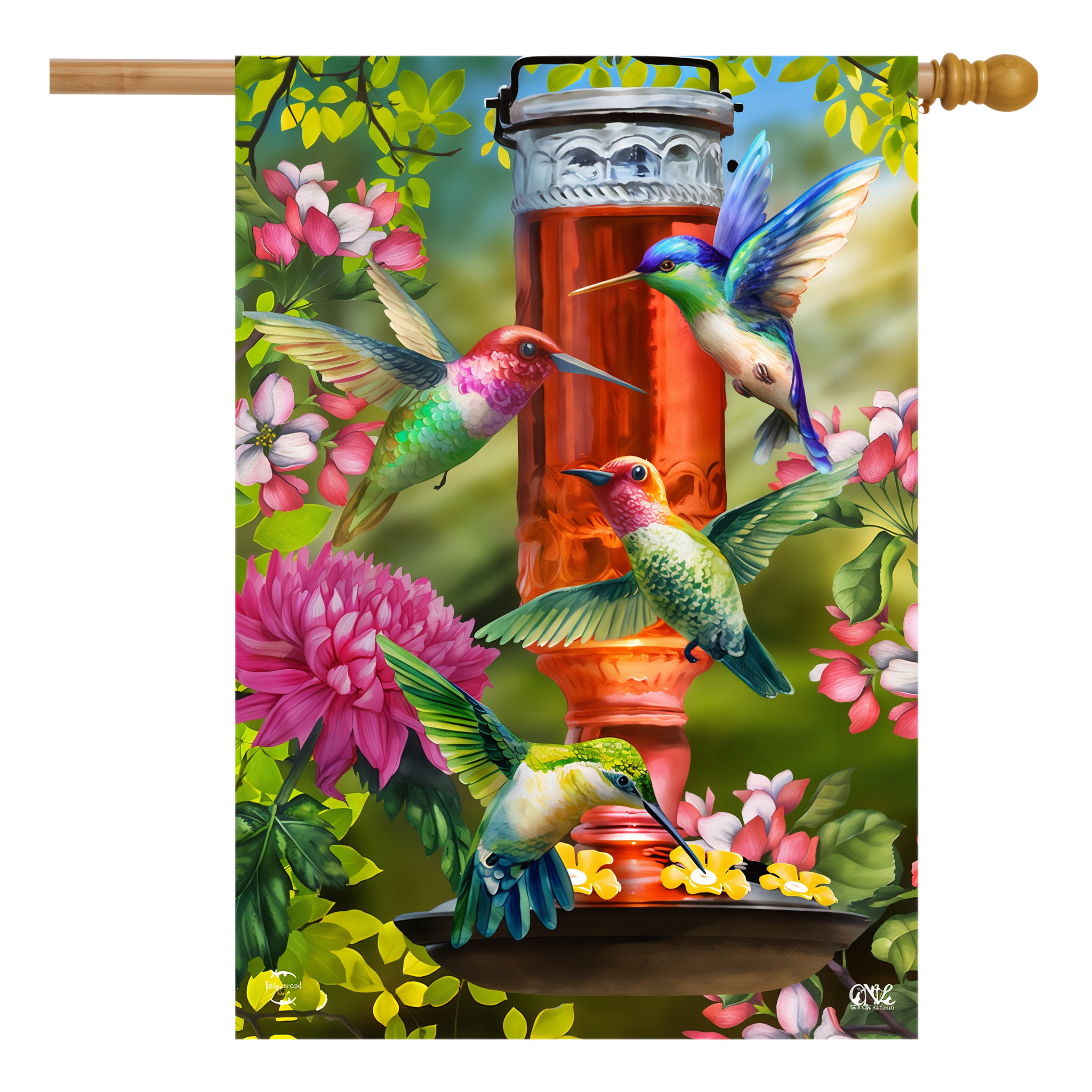 Briarwood Lane Hummingbird Feeder Spring House Flag -- 28" x 40"