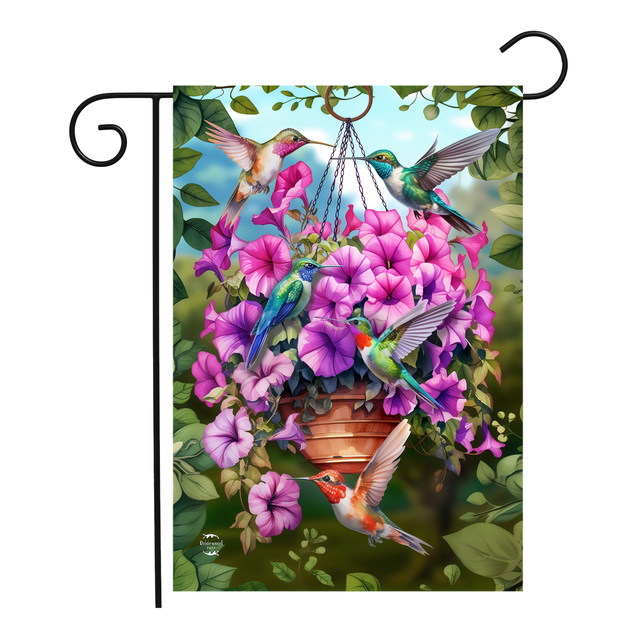 Briarwood Lane Hummingbirds and Petunias Garden Flag -- 18" x 12