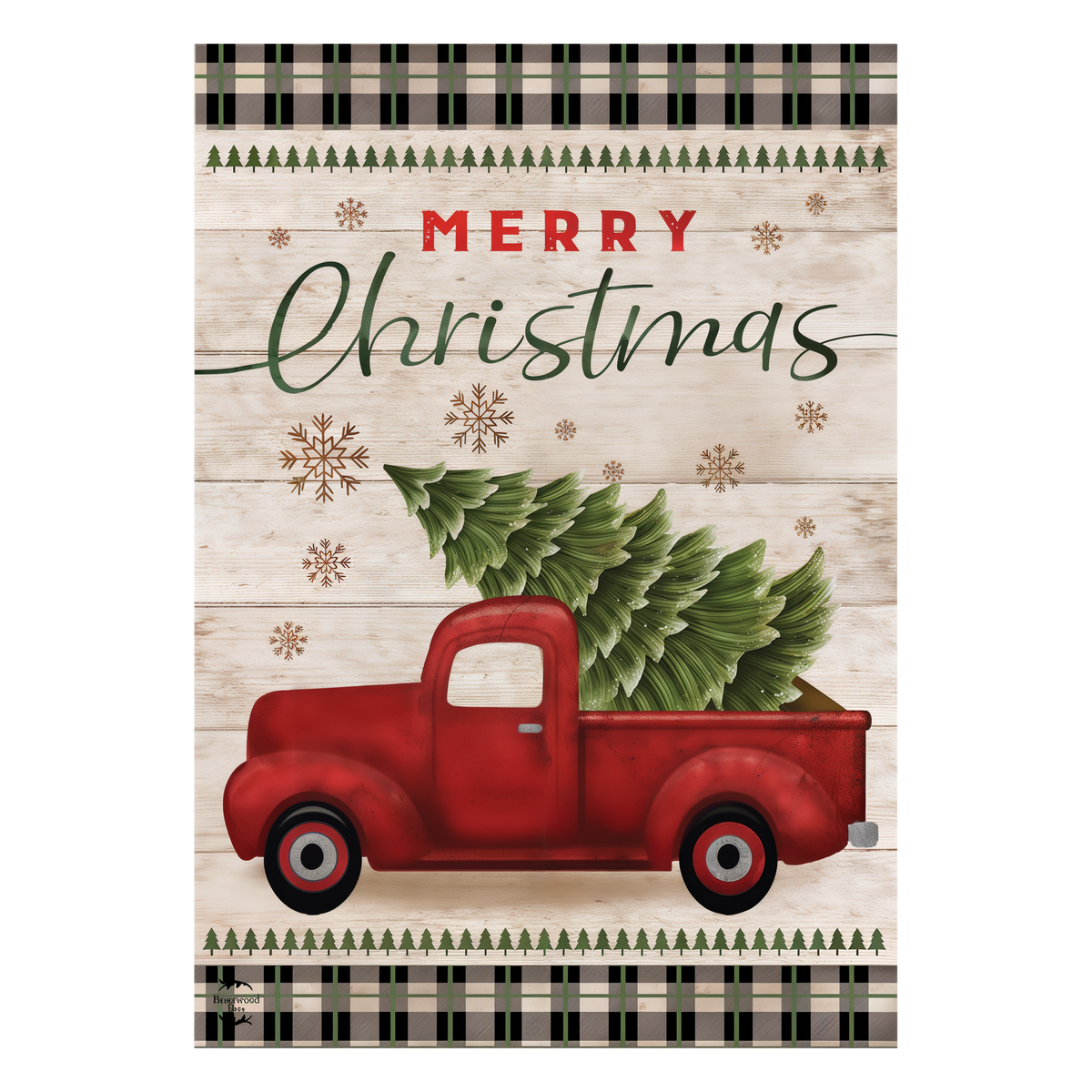 Briarwood Lane Merry Christmas Pickup Truck Holiday Garden Flag -- artwork detail view