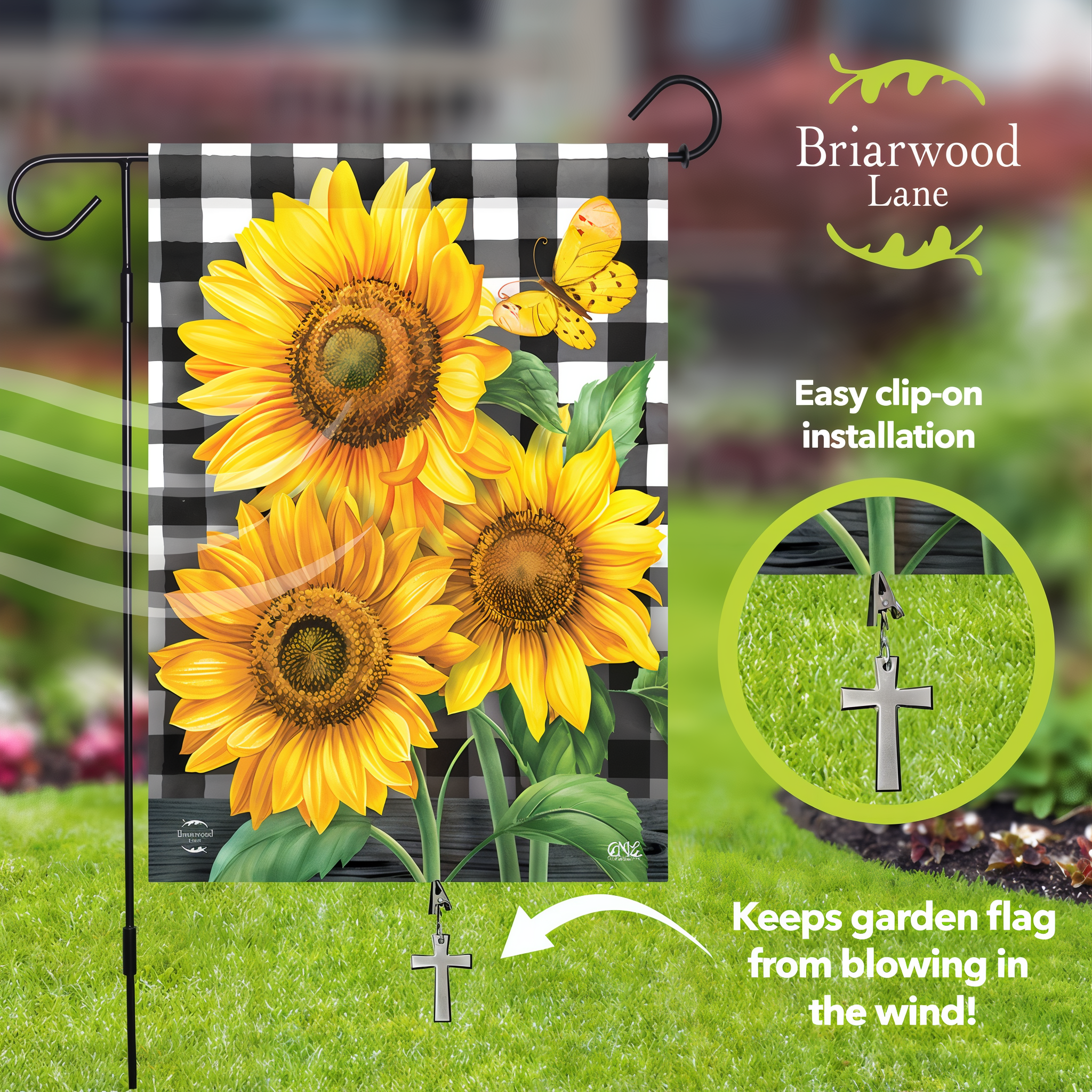 Briarwood Lane Metal Cross Garden Flag Weight -- detail view