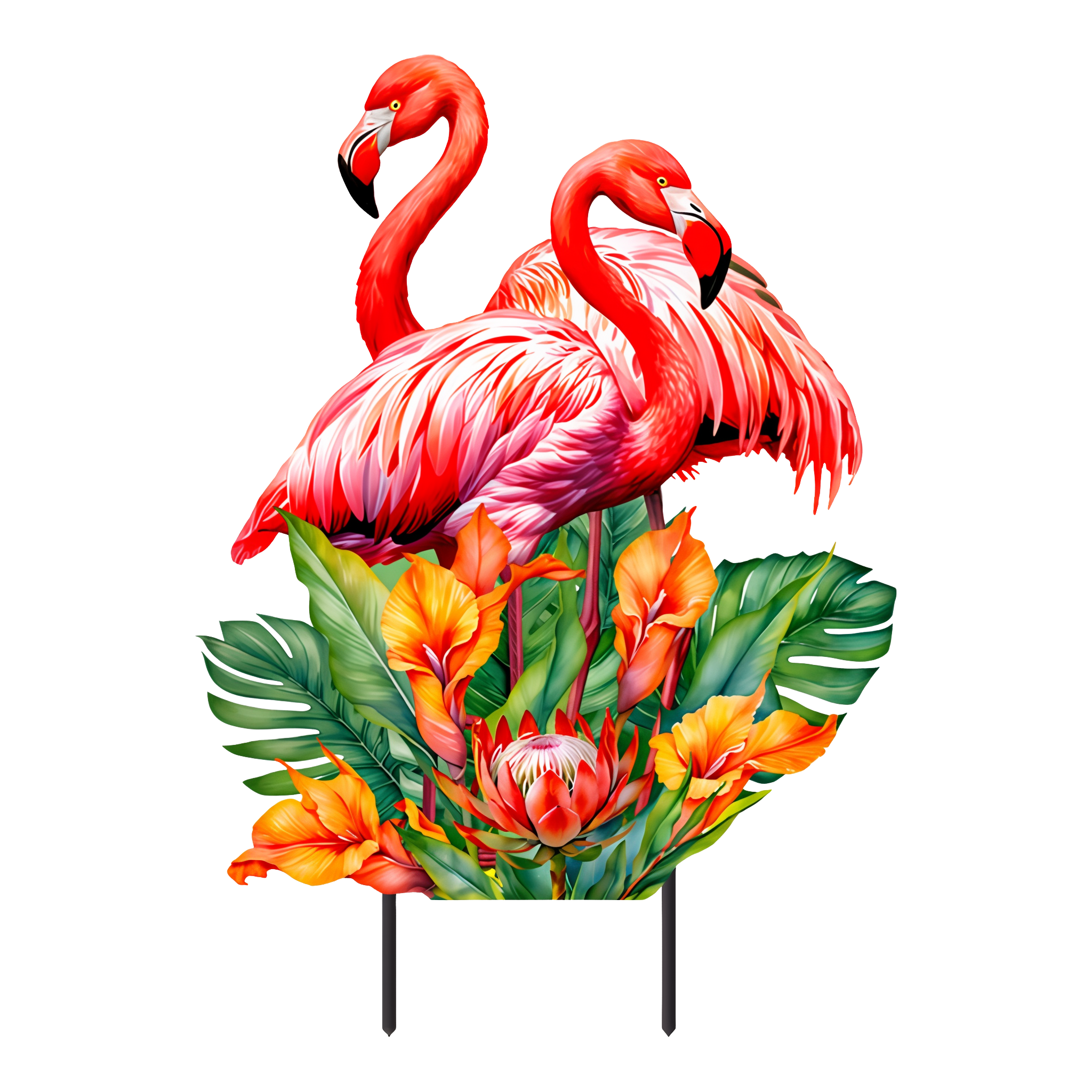 Briarwood Lane Flamingo Pair Metal Art -- 27" (including 8" stakes) x 16"