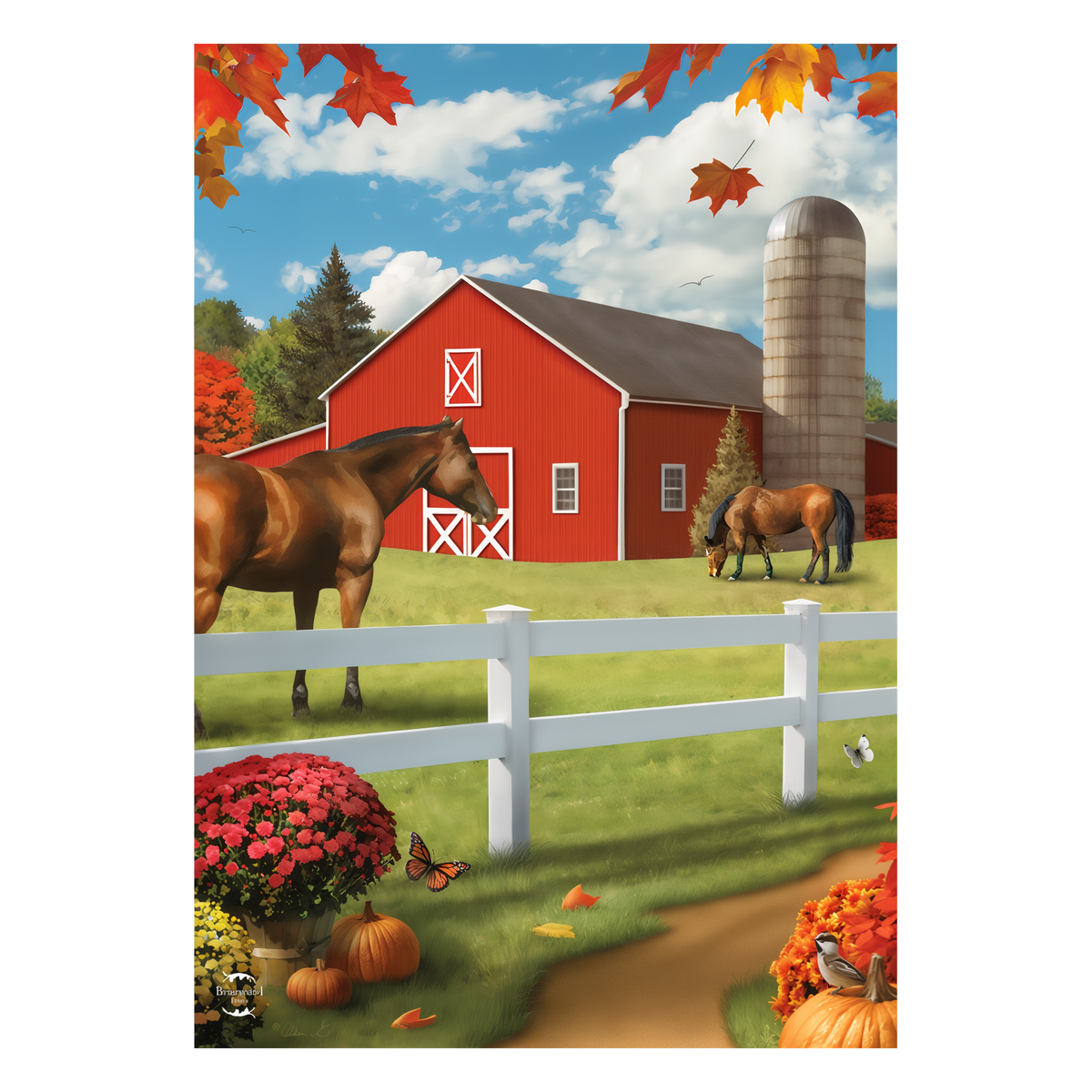Briarwood Lane Pastures of Chance Fall Garden Flag -- artwork detail view